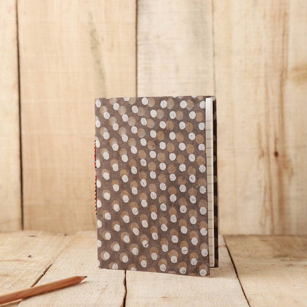 BINDAAS UNLIMITED Brown - Art Block Print Fabric Cover Handmade Paper Notebook (7 x 5 in)