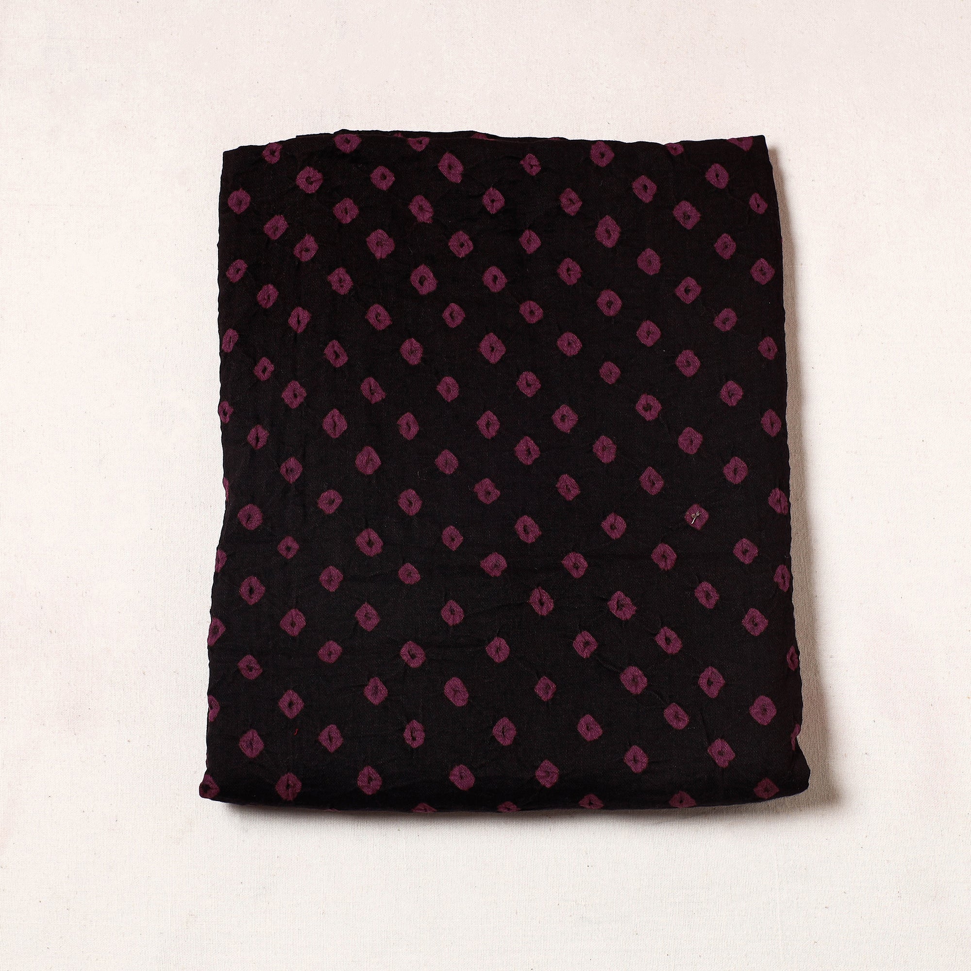 KACHCHH JI CHHAAP Black - Kutch Bandhani Tie-Dye Satin Cotton Precut Fabric