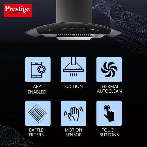 Prestige Oscar 900 Auto-Clean Kitchen Hood Chimney with safe sense | 1000 m3/hr | Black - view 4