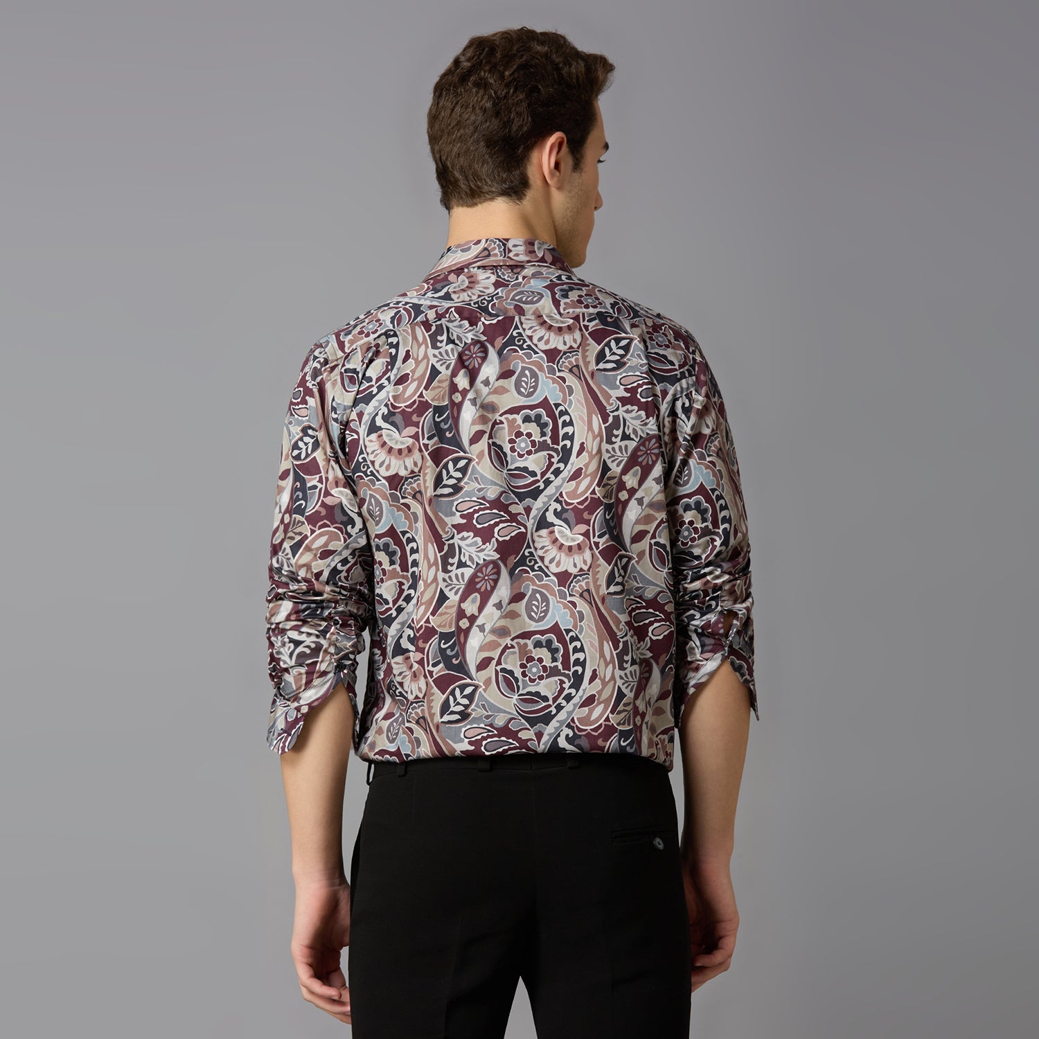 MARK & ALBERT Giza Cotton Printed Shirt – Red - view 3