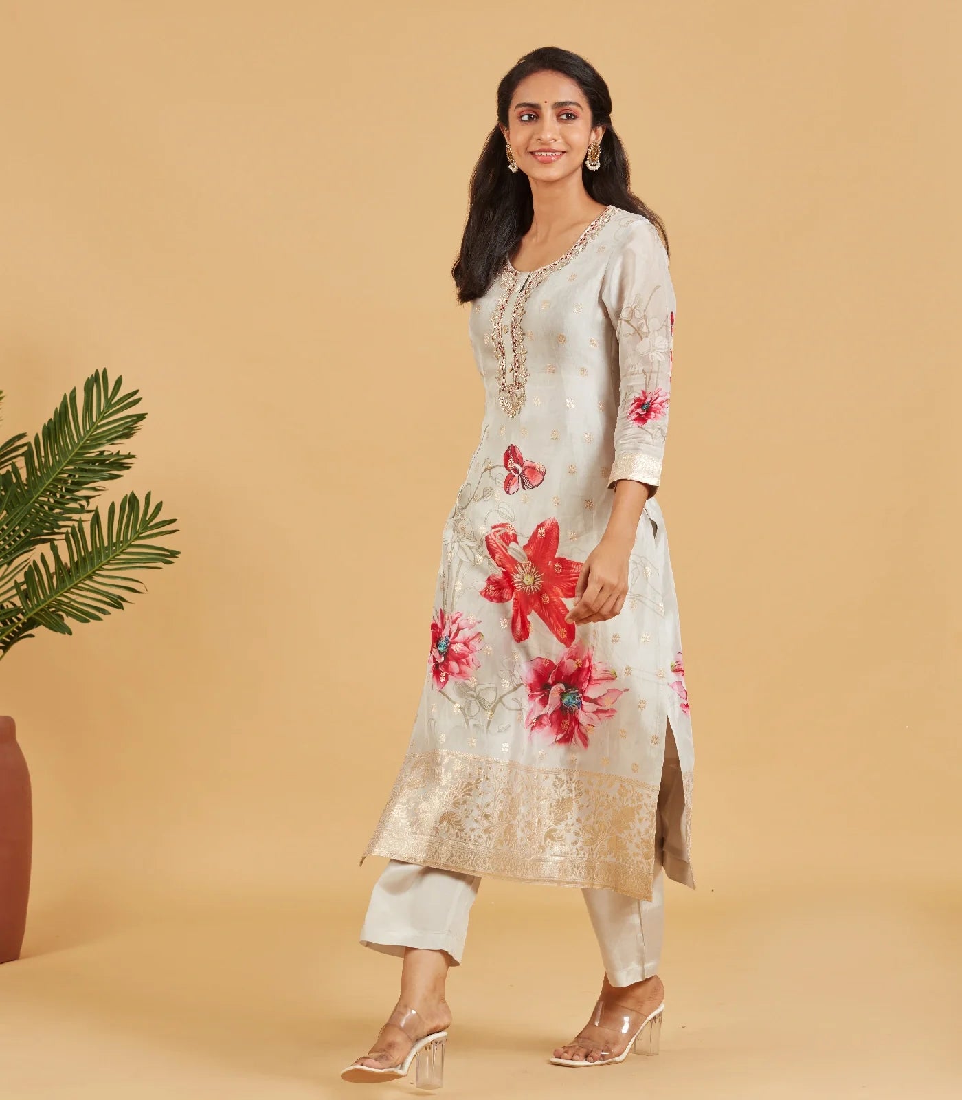 RmKV Ivory Grey Festive Kurta Set - view 5
