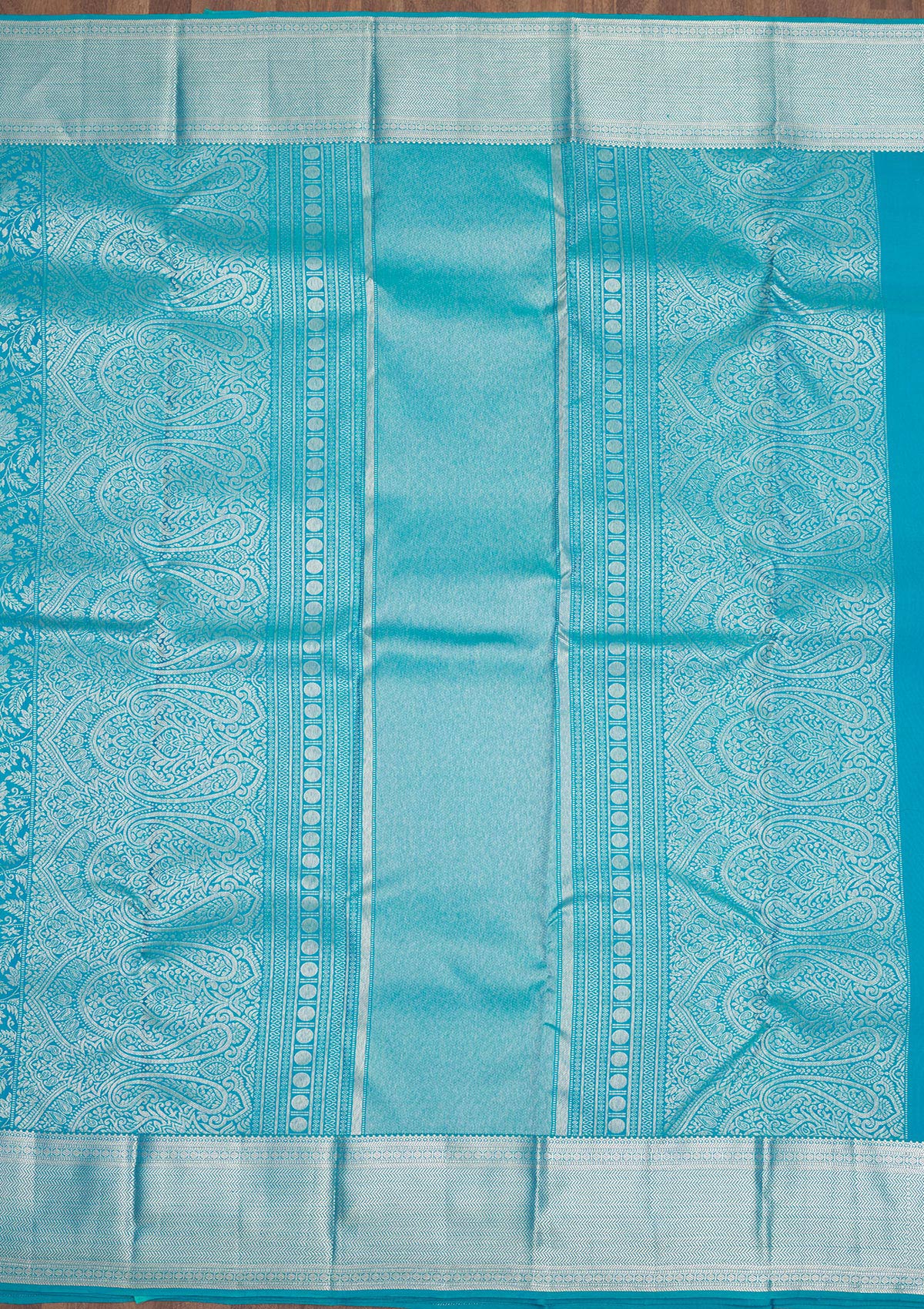 Koskii Sky Blue Zariwork Pure Silk Saree – Women's - view 5