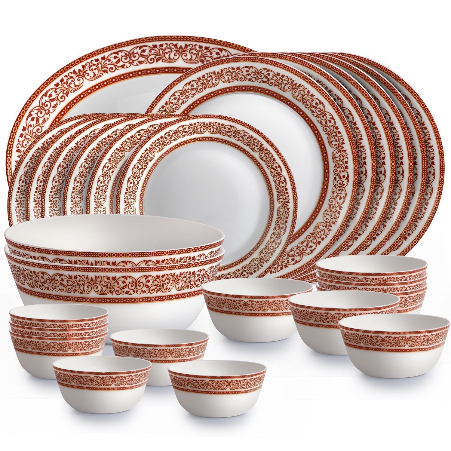 Cello Solitaire Series 27 Pieces Ruby Opalware Dinner Set, Family of 6 - view 7