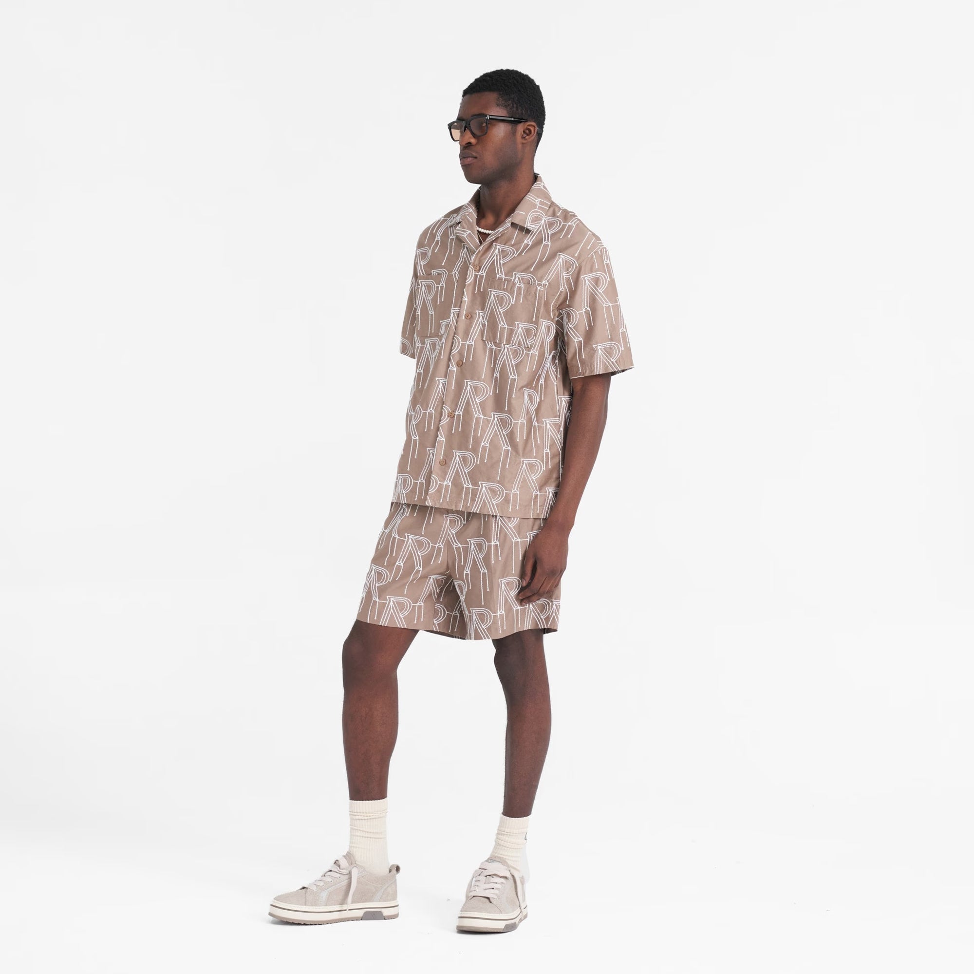 Represent | Embroidered Initial Overshirt { Washed Taupe - view 5