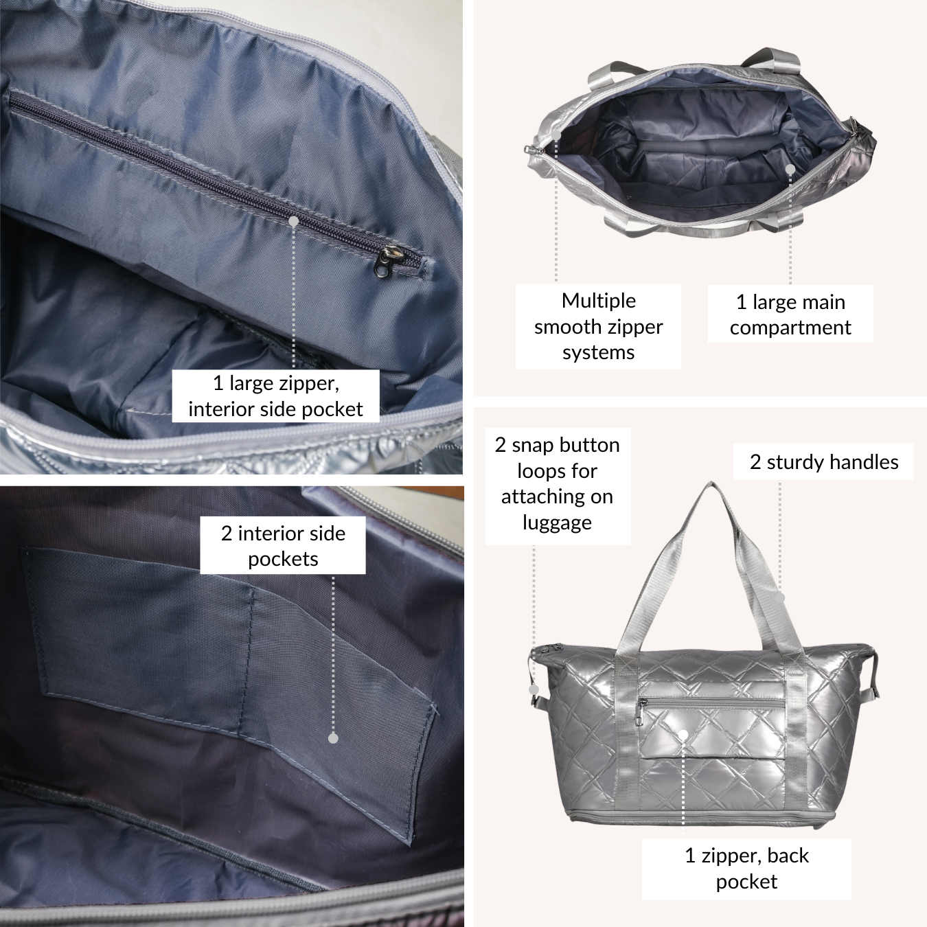 Nestasia Movo Expandable Travel Bag With Removable Wheels Silver - view 6