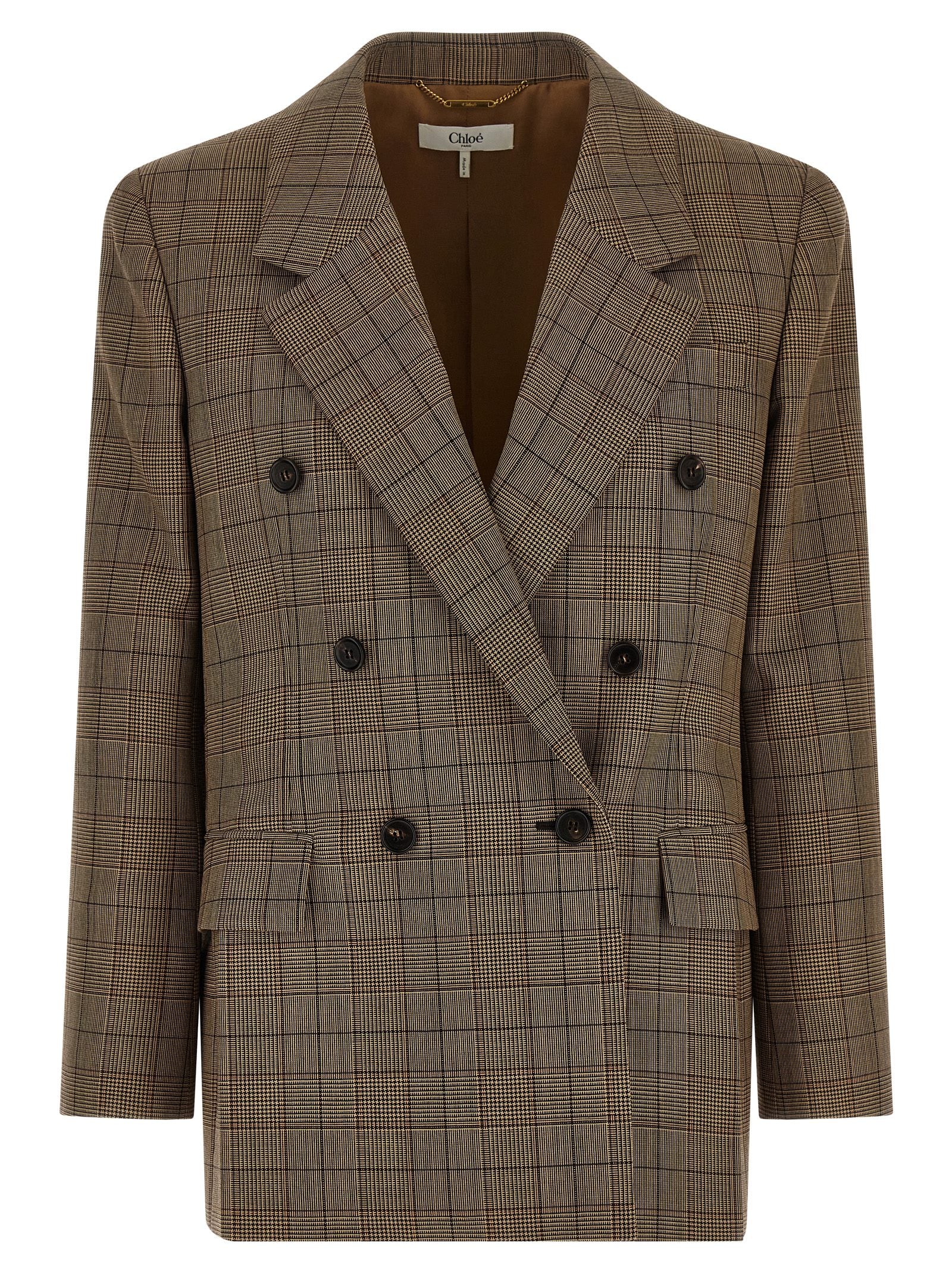 Chloé Check Double-breasted Blazer – 100% wool