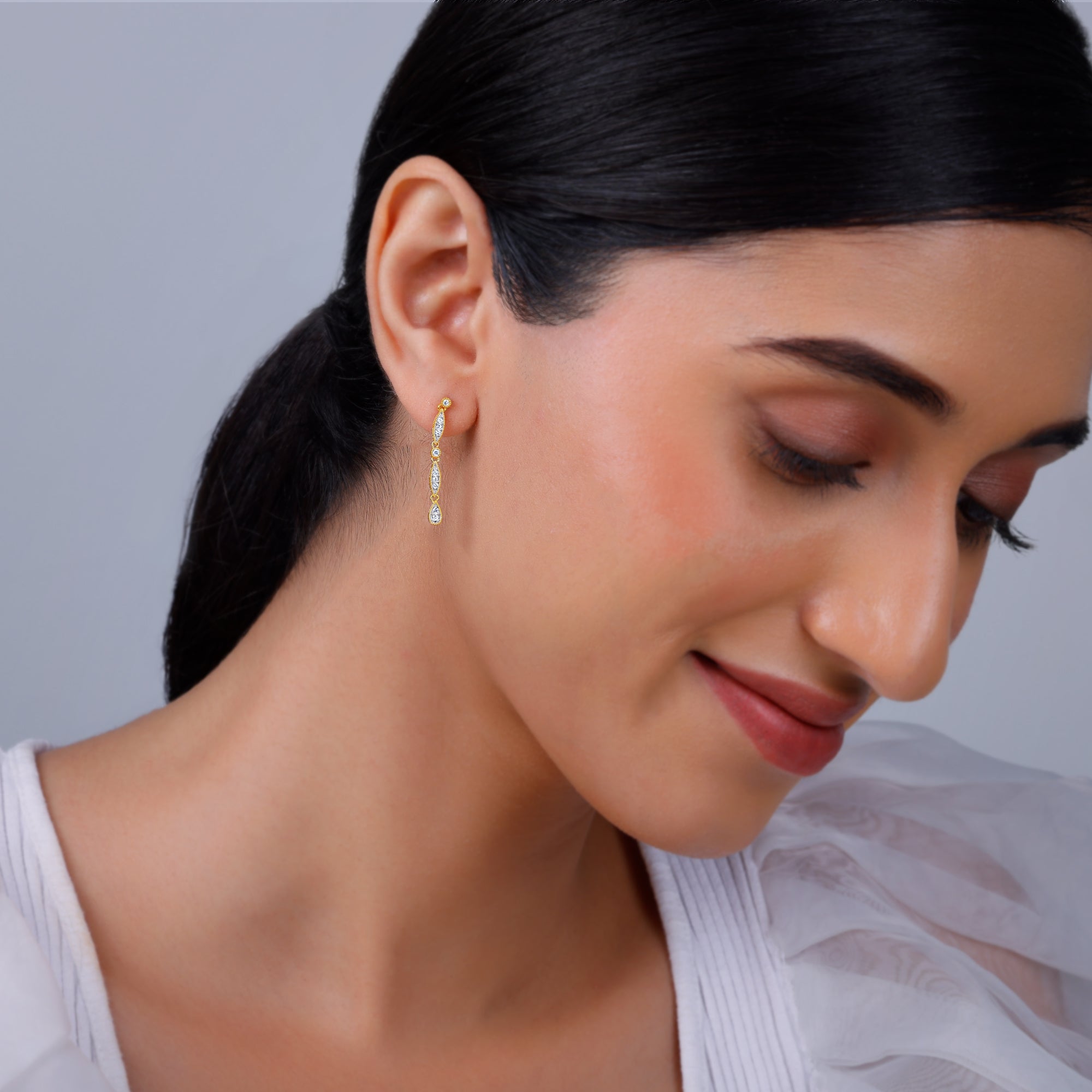 GIVA Jewellery Gold Petal Promise Diamond Earrings - view 3