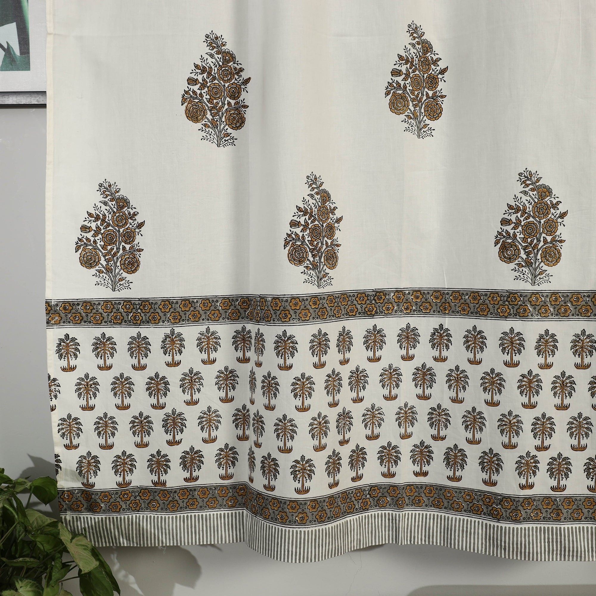 CHUTNEY CRAFT STUDIO Brown - Sanganeri Block Printed Cotton Window Curtain (5 x 3.5 Feet) (Single Piece) - view 4