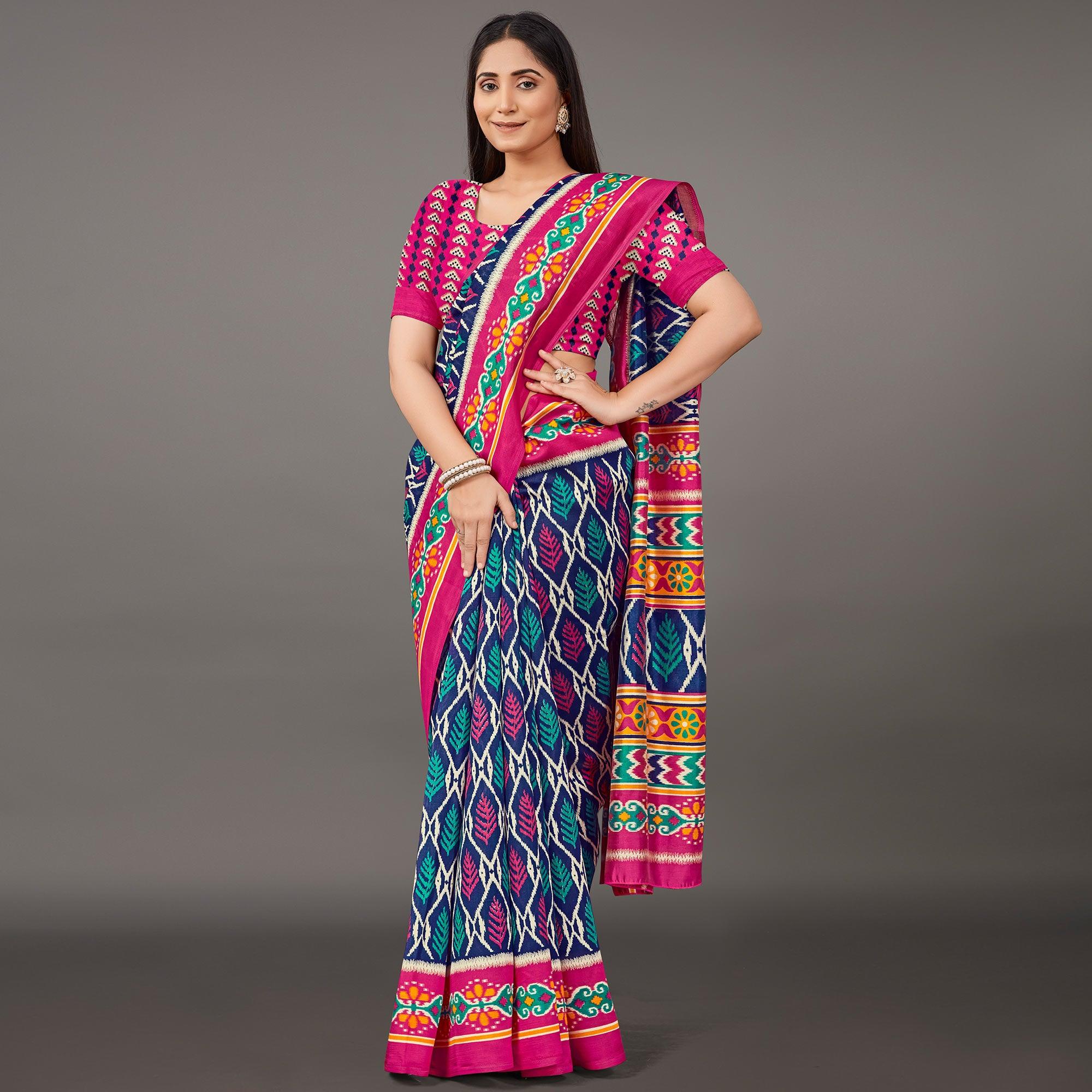 Peachmode Multicolor Casual Wear Floral Printed Art Silk Saree