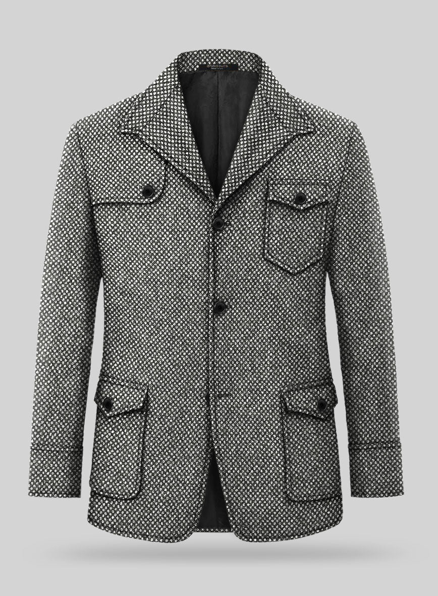 StudioSuits Highlander Heavy Honeycomb Gray Hunter Style Tweed Jacket