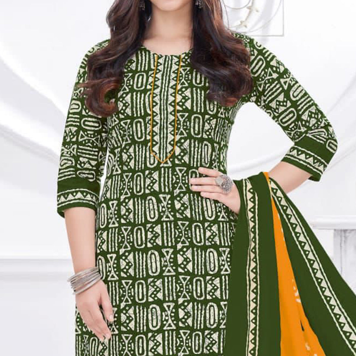 BlackTree green-printed-cotton-suit - view 2