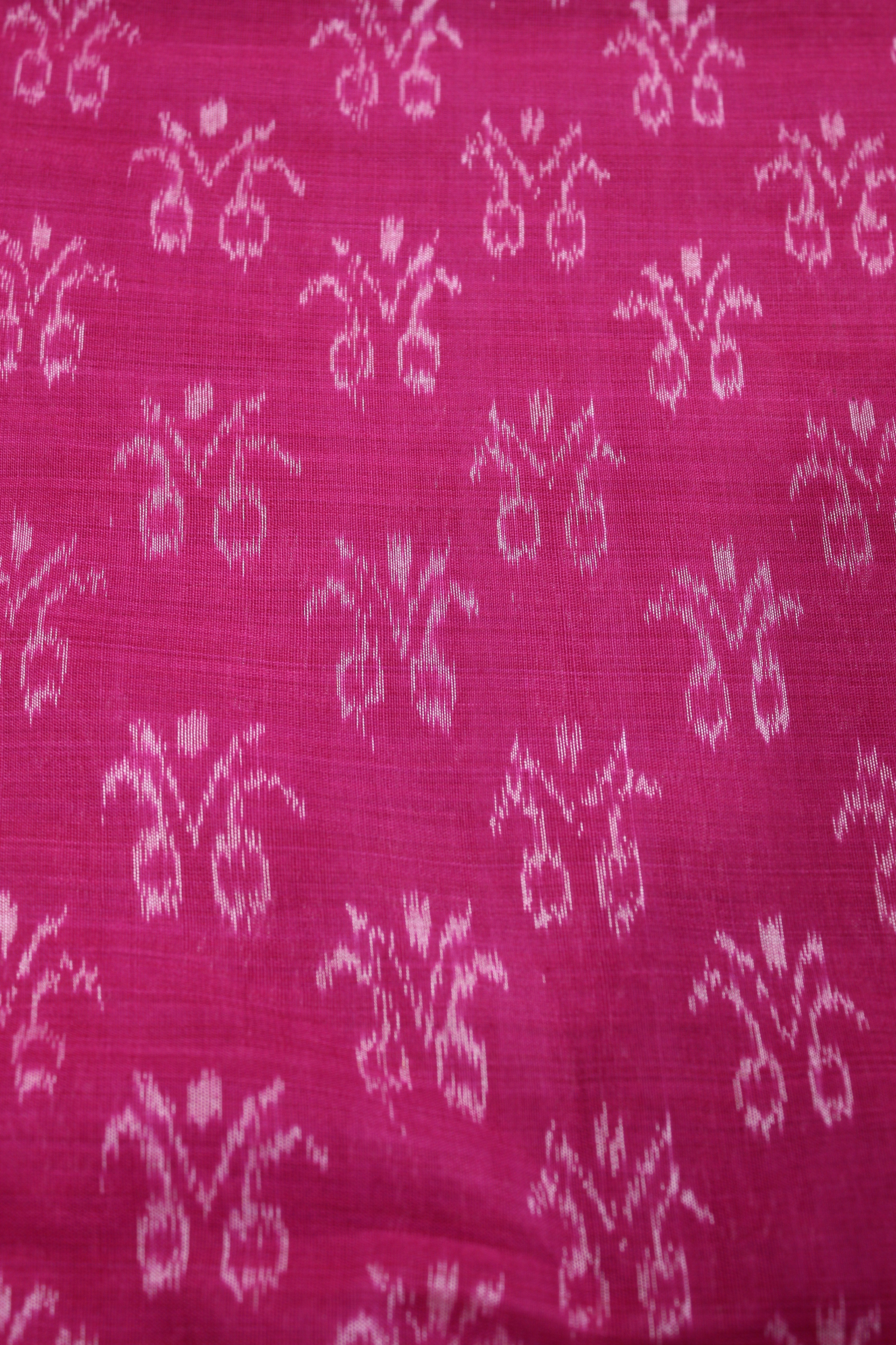 IndianVillèz Rani Pink Sambalpuri Ikat Cotton Fabric - view 2