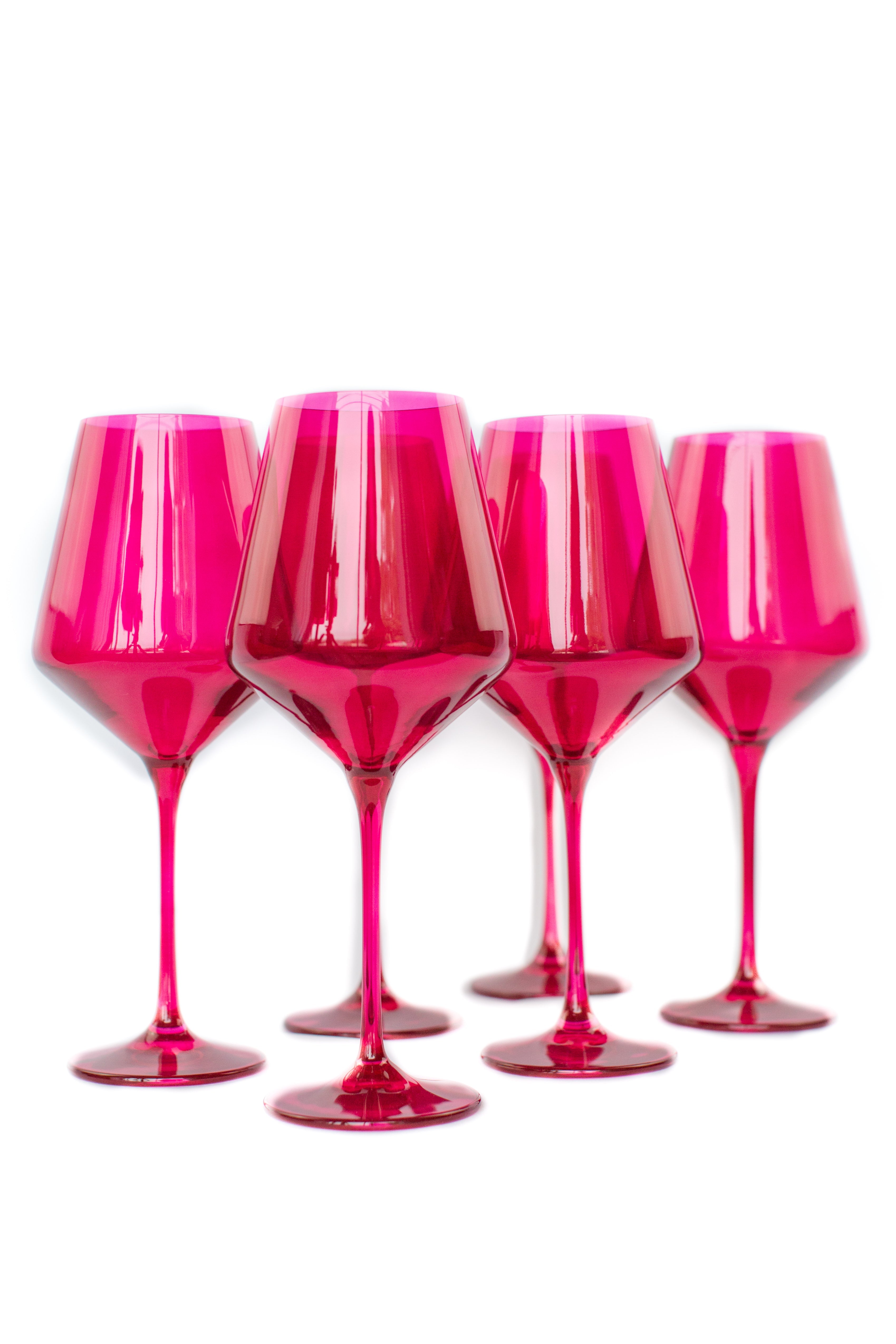 Estelle Colored Glass Estelle Colored Wine Stemware - Set of 6 {Viva Magenta (Our Fuchsia)} - view 5
