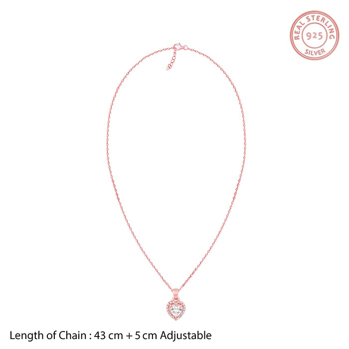 GIVA Jewellery Rose Gold Studded Heart Pendant with Link Chain - view 5