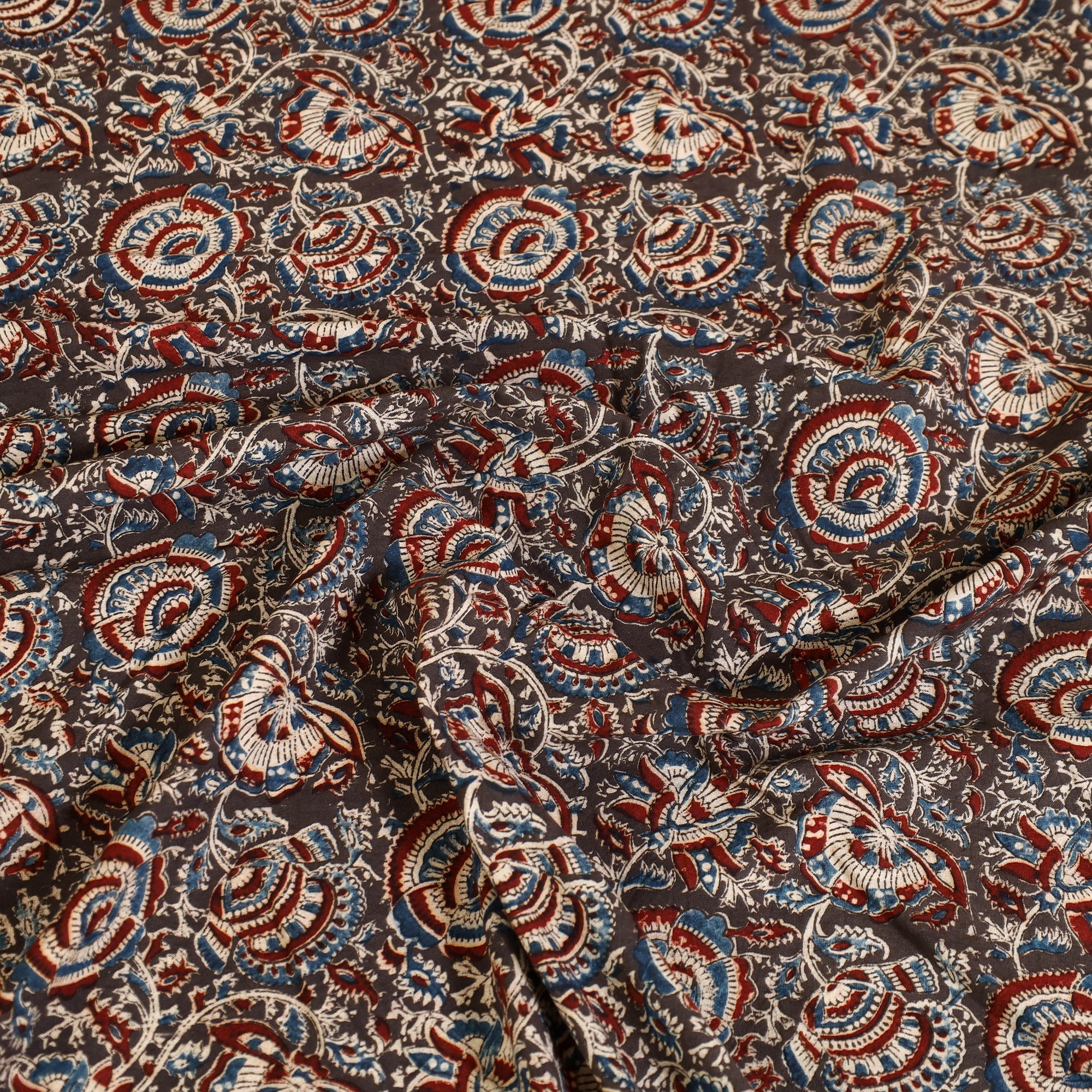 PITCHUKA SRINIVAS KALAMKARI PEDANA Black - Block Print Cotton Pedana Kalamkari Bed Sheet 09 - view 4