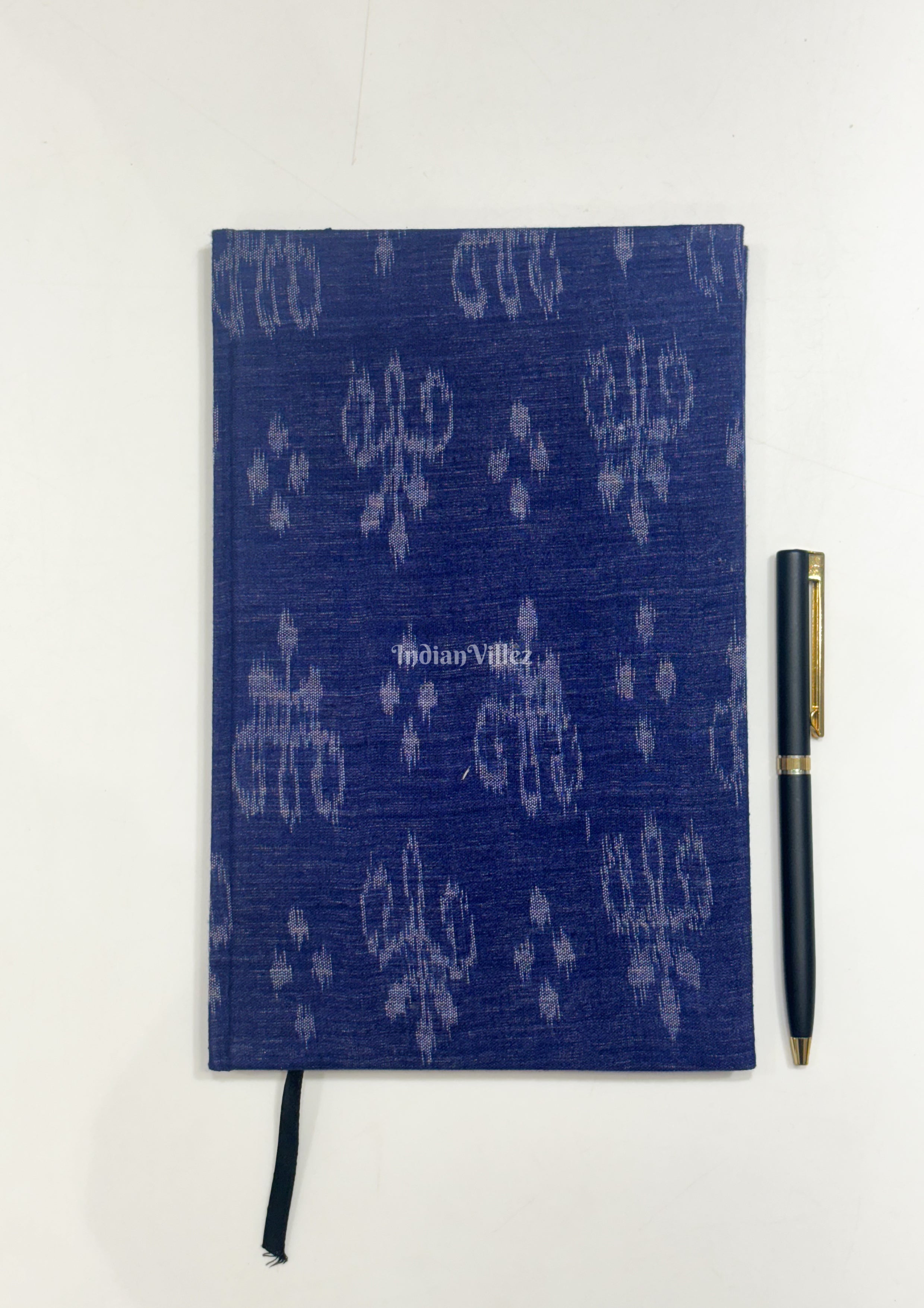 IndianVillèz Blue Handmade Ikat Woven Cotton Fabric Cover Diary - view 2