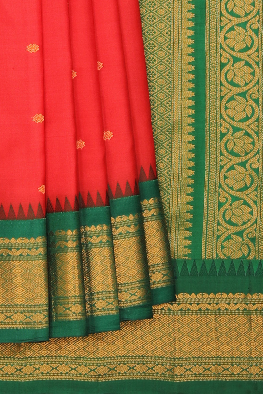 Kalanjali Gadwal-Silk Red Saree – Women's