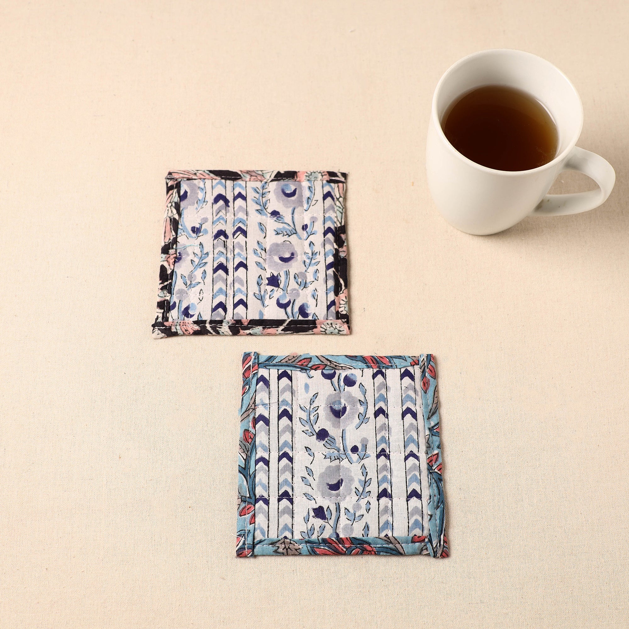 JALPARI Floral Print Cotton Quilted Coasters (Set of 2) 44