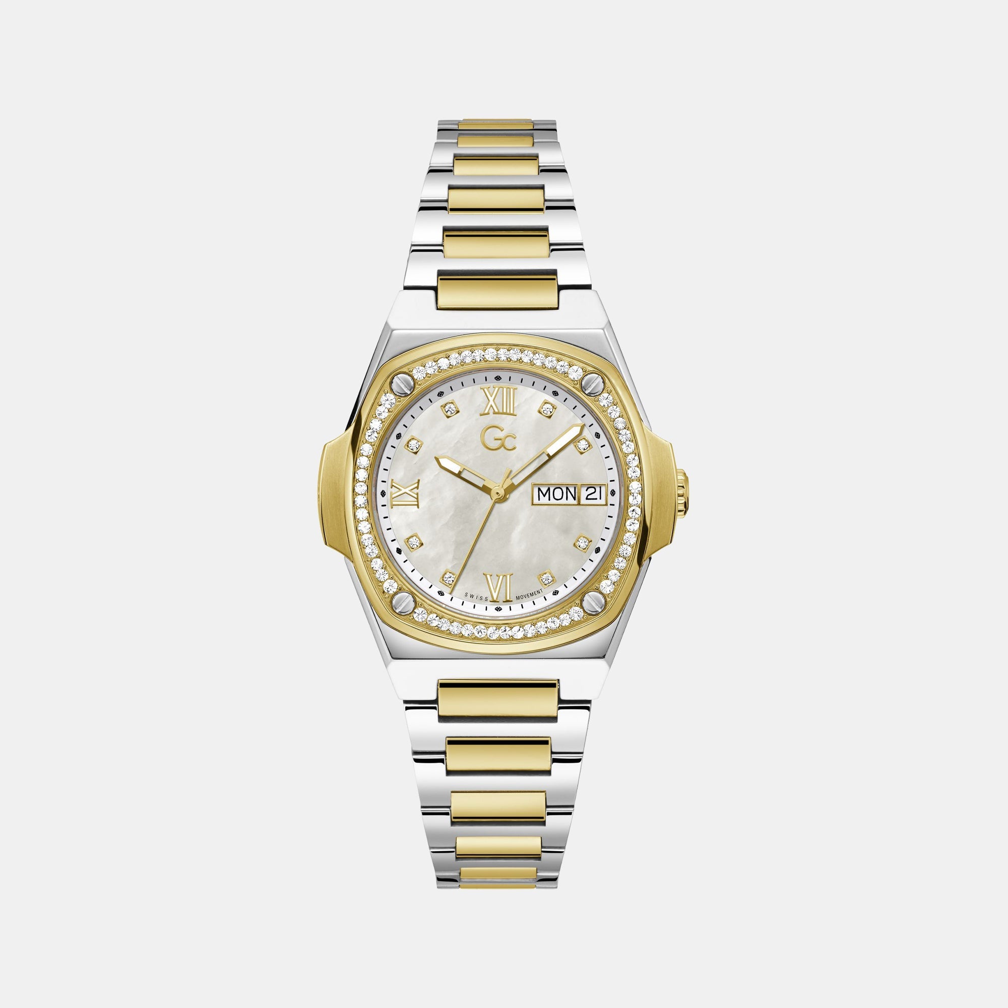 GC Coussin Shape Lady Women Quartz White Dial Analog Stainless Steel Watch Y98008L1MF