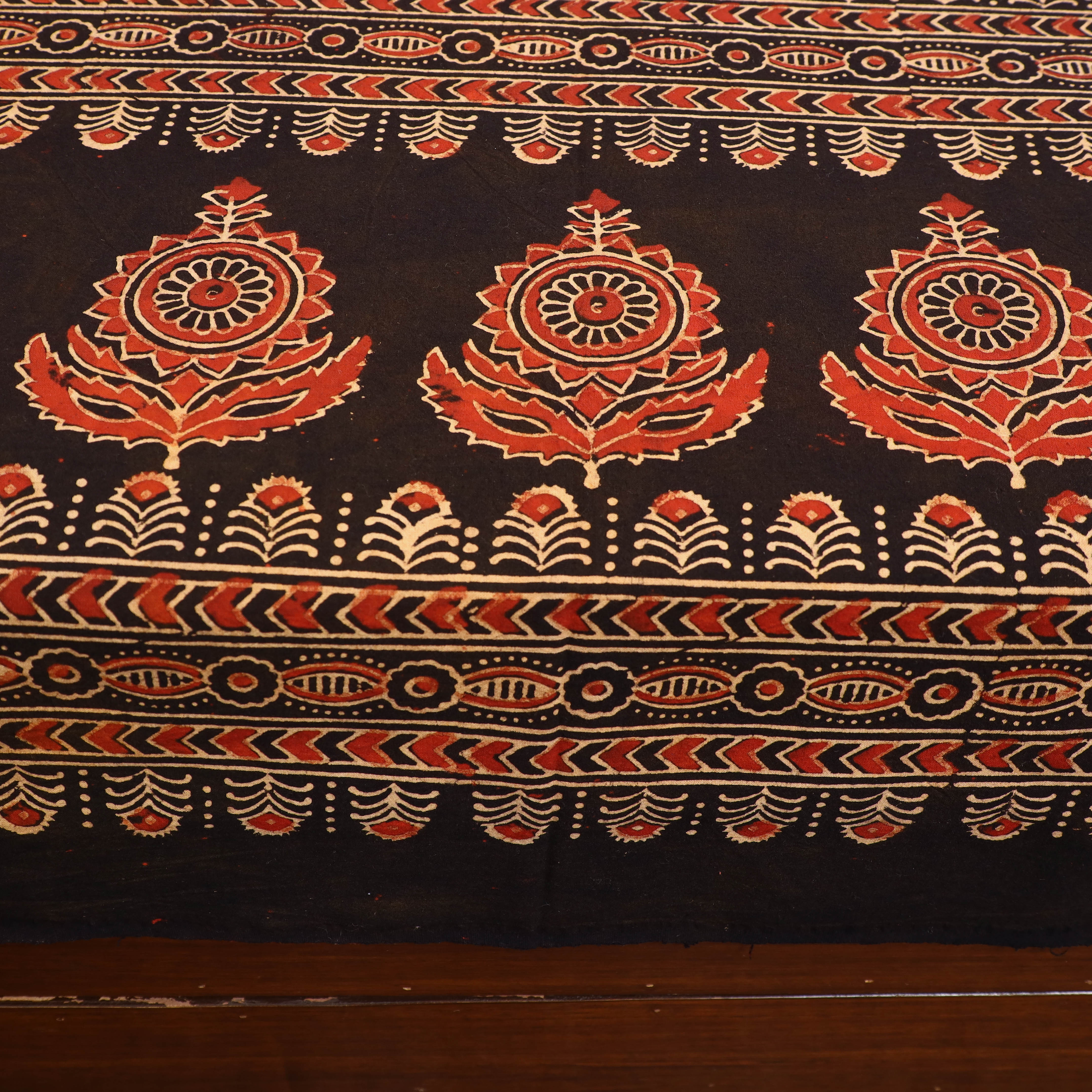 KACHCHH JI CHHAAP Black - Block Print Cotton Double Ajrakh Bed Sheet Set 01 - view 5