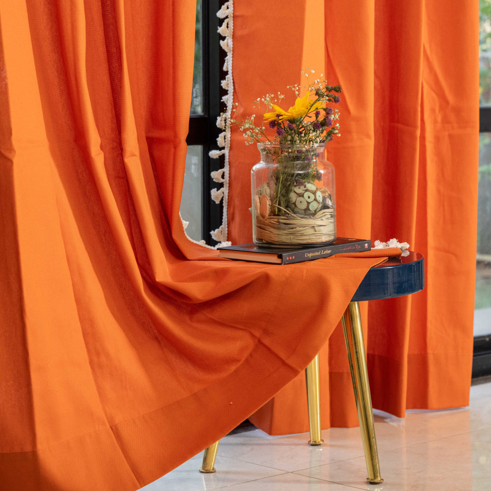 Urban Space -Home Furnishing Store Premium 100% Cotton Curtain for Window & Curtains for Door - Pack of 1 Curtain, Aura Orange - view 5
