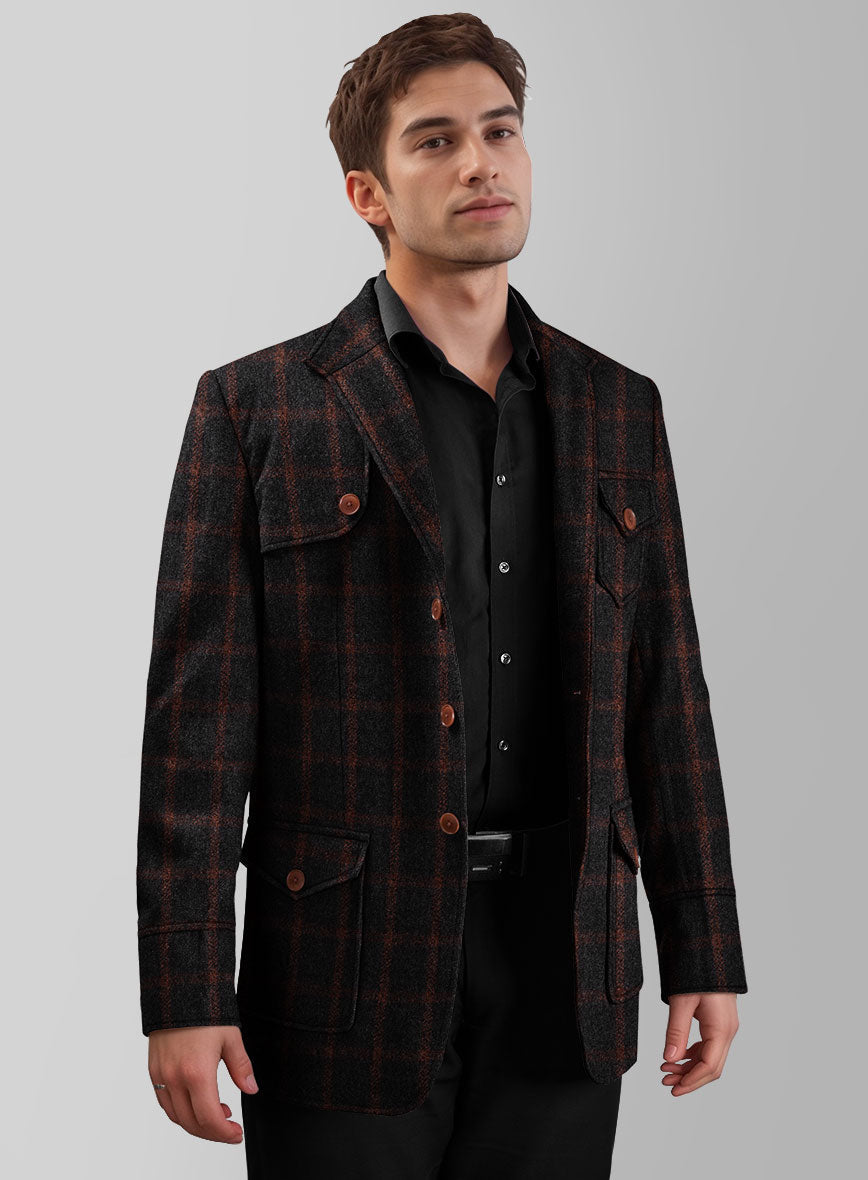 StudioSuits Highlander Heavy Black Check Hunter Style Tweed Jacket - view 2