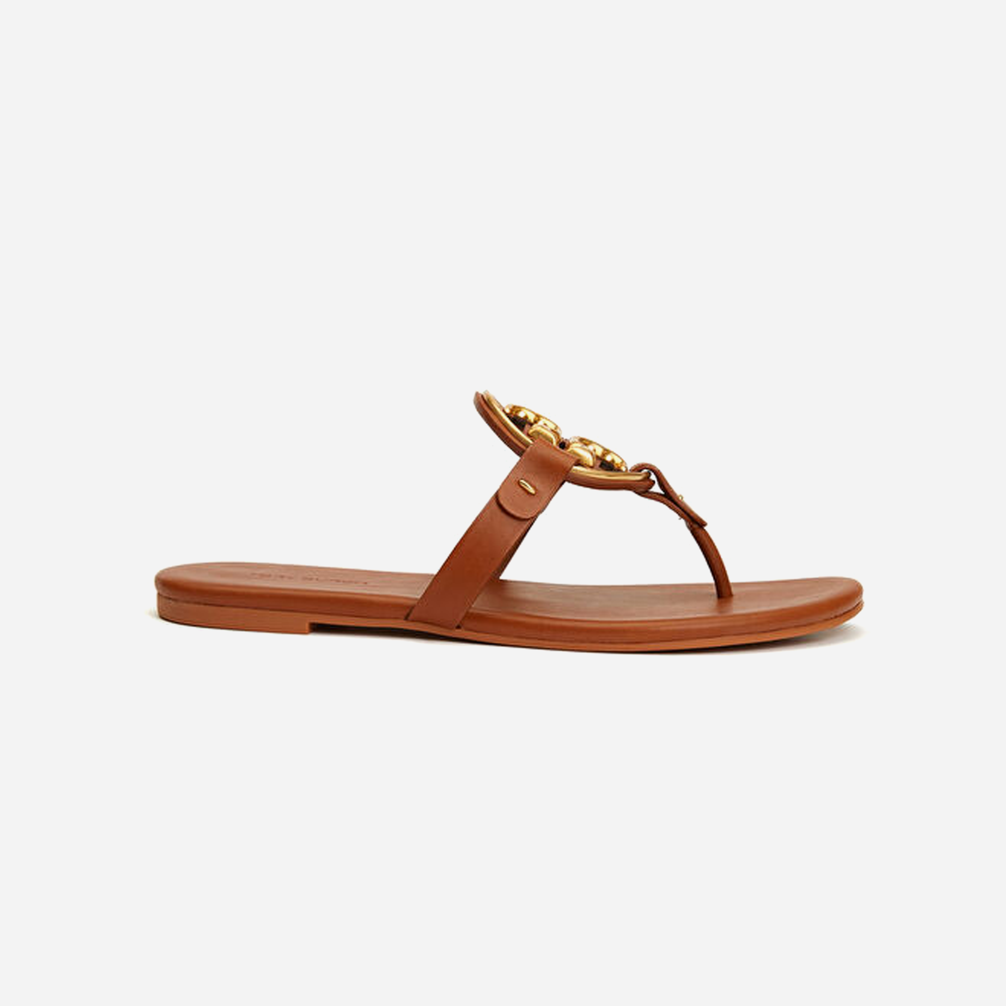 Tory Burch Miller Soft Metal Logo Sandal Bourbon Miele - view 2