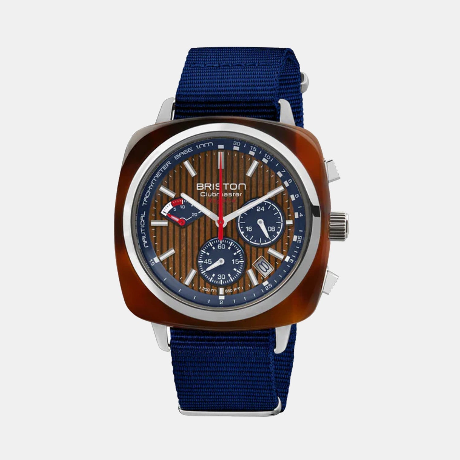 Briston Clubmaster Regatta Men Quartz Walnut Dial Chronograph Nato Watch 241542.SA.T.15W.NNB