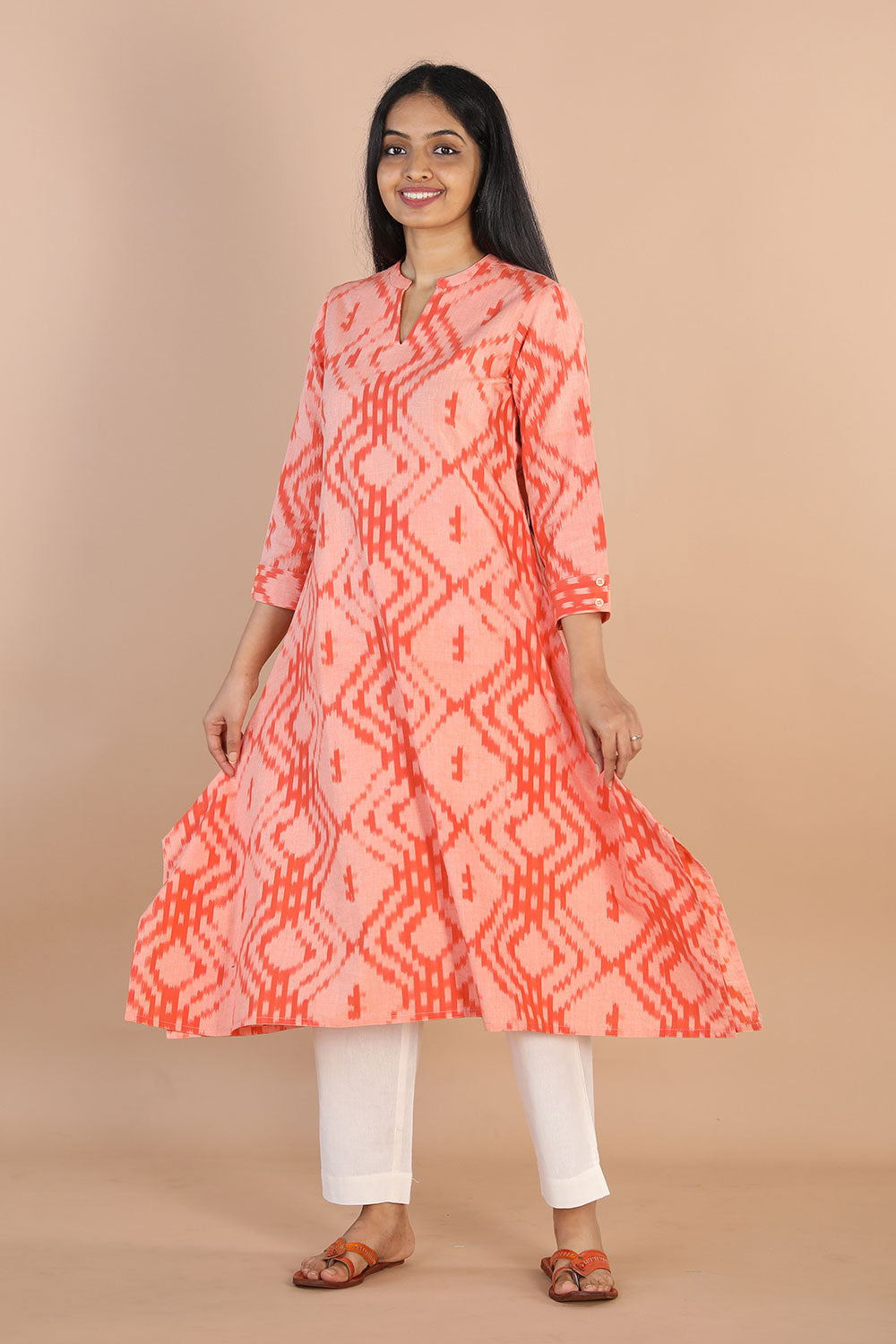 Kalanjali Ethnics Cotton Pochampally ikkat diamond weave kurta