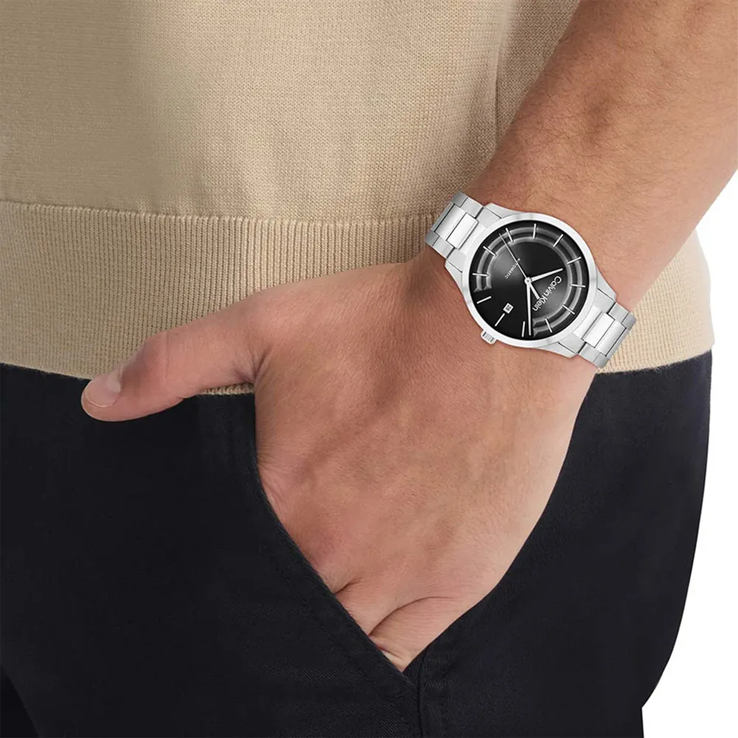 Calvin Klein Ck Iconic Unisex Automatic Black Dial Analog Stainless Steel Watch 25300021 - view 4
