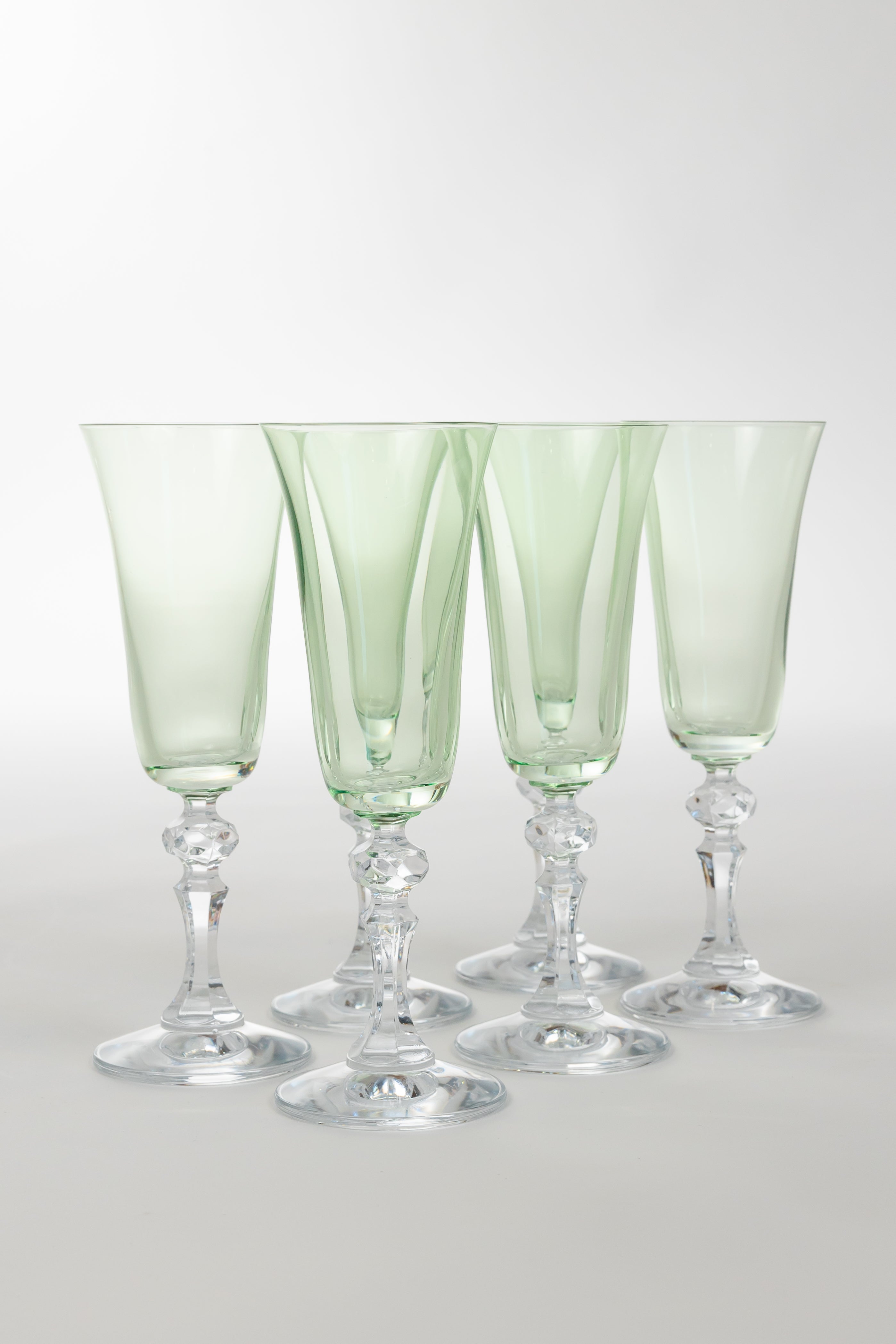 Estelle Colored Glass Estelle Colored Regal Flute With Clear Stem - Set of 6 {Mint Green}