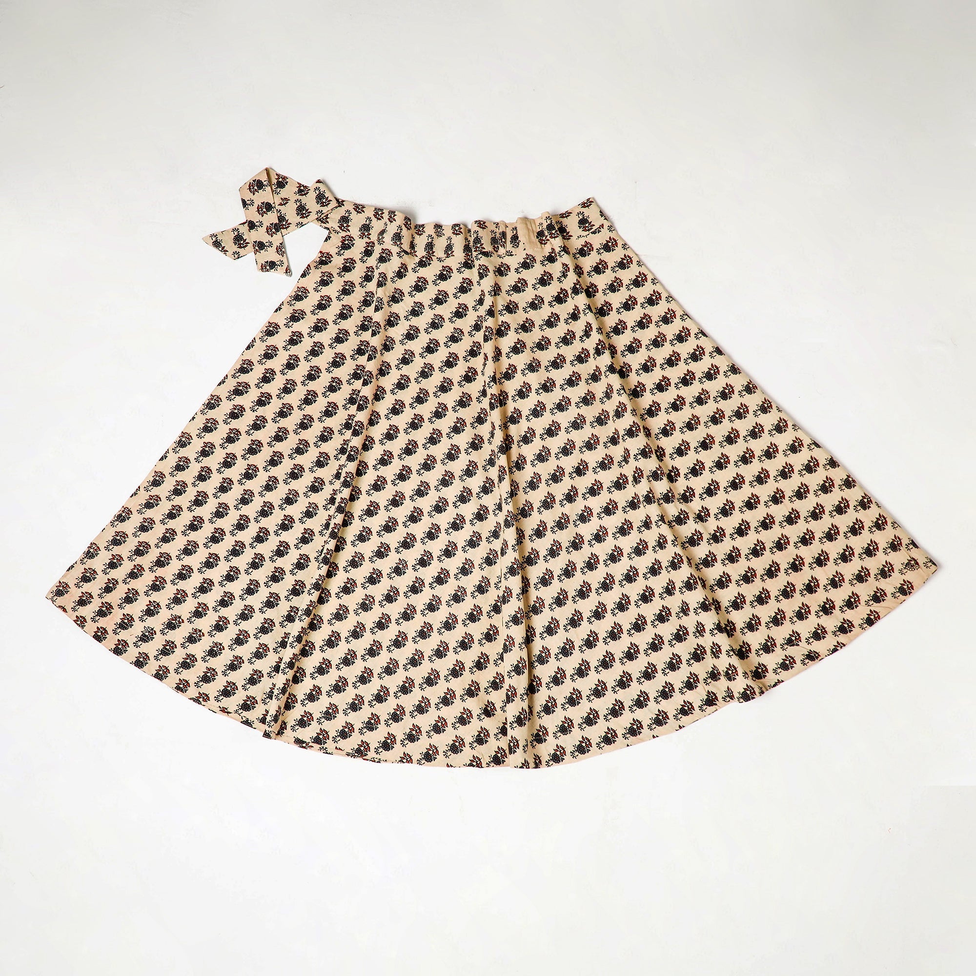 NOORI BAZAR Beige - Block Print Cotton Wrap Around Ajrakh Skirt - view 2