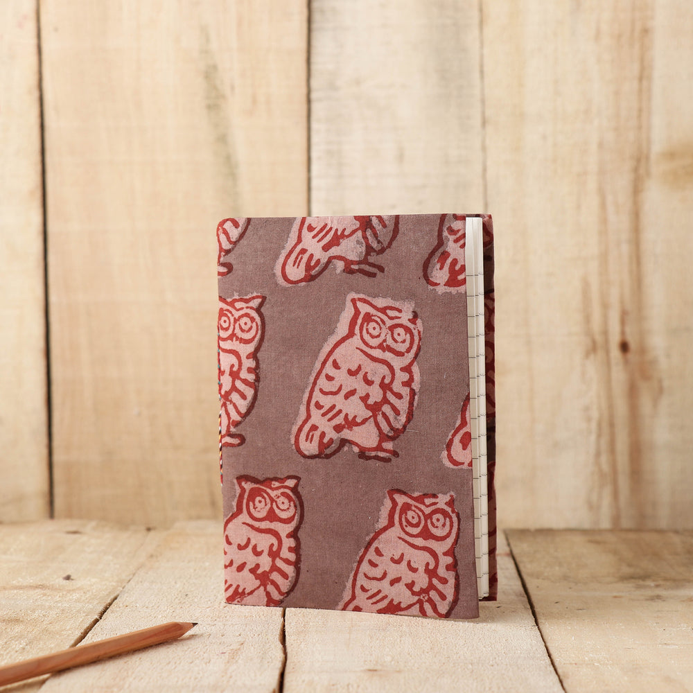 BINDAAS UNLIMITED Brown - Art Block Print Fabric Cover Handmade Paper Notebook (7 x 5 in)