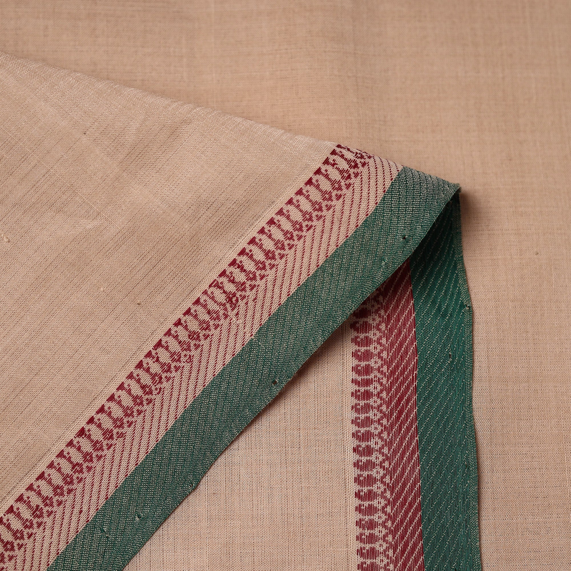 SOUTH KARGHA Beige - Original Mangalagiri Handloom Cotton Thread Border Fabric 01 - view 4