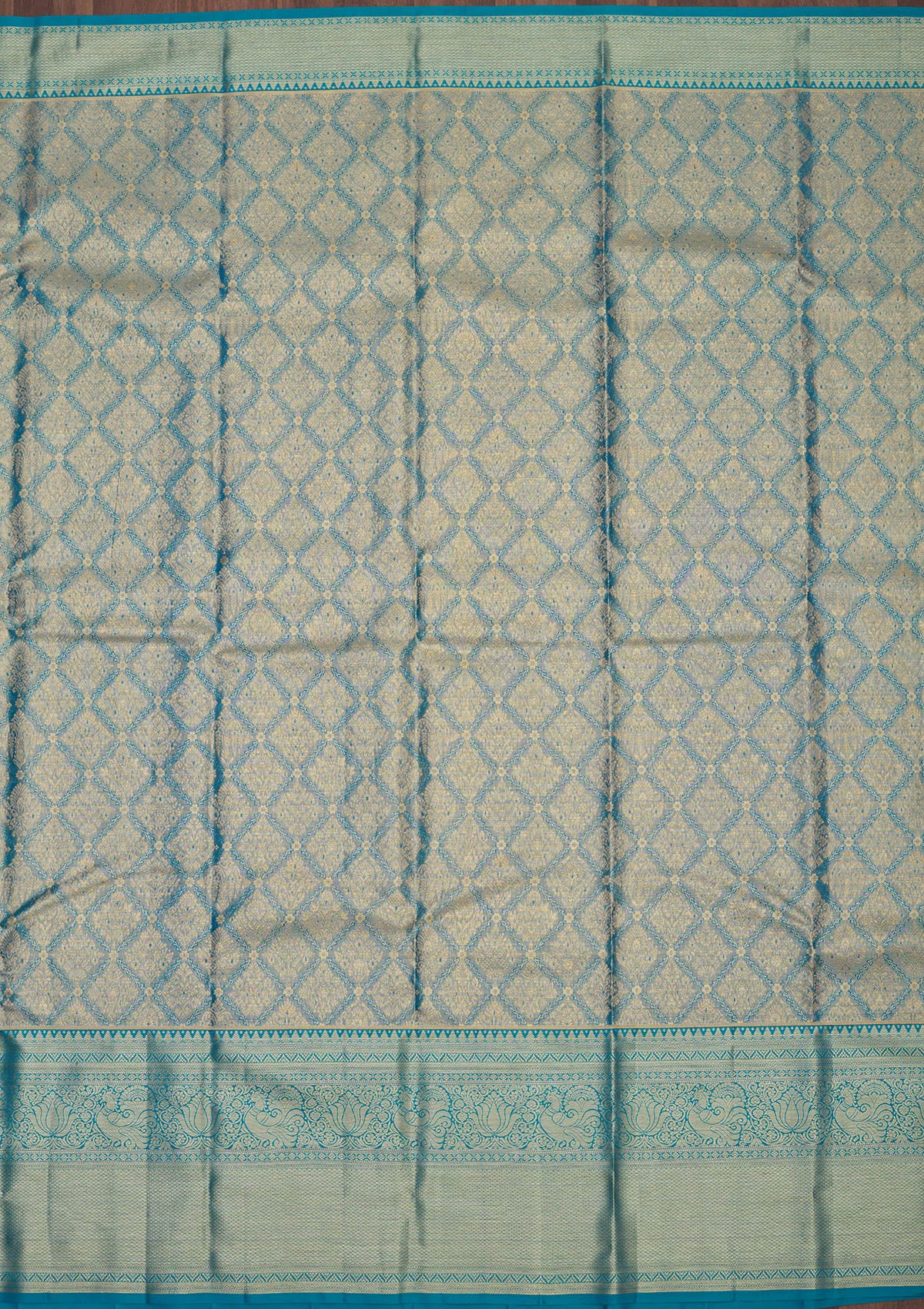 Koskii Turquoise Blue Zariwork Pure Silk Saree - view 6