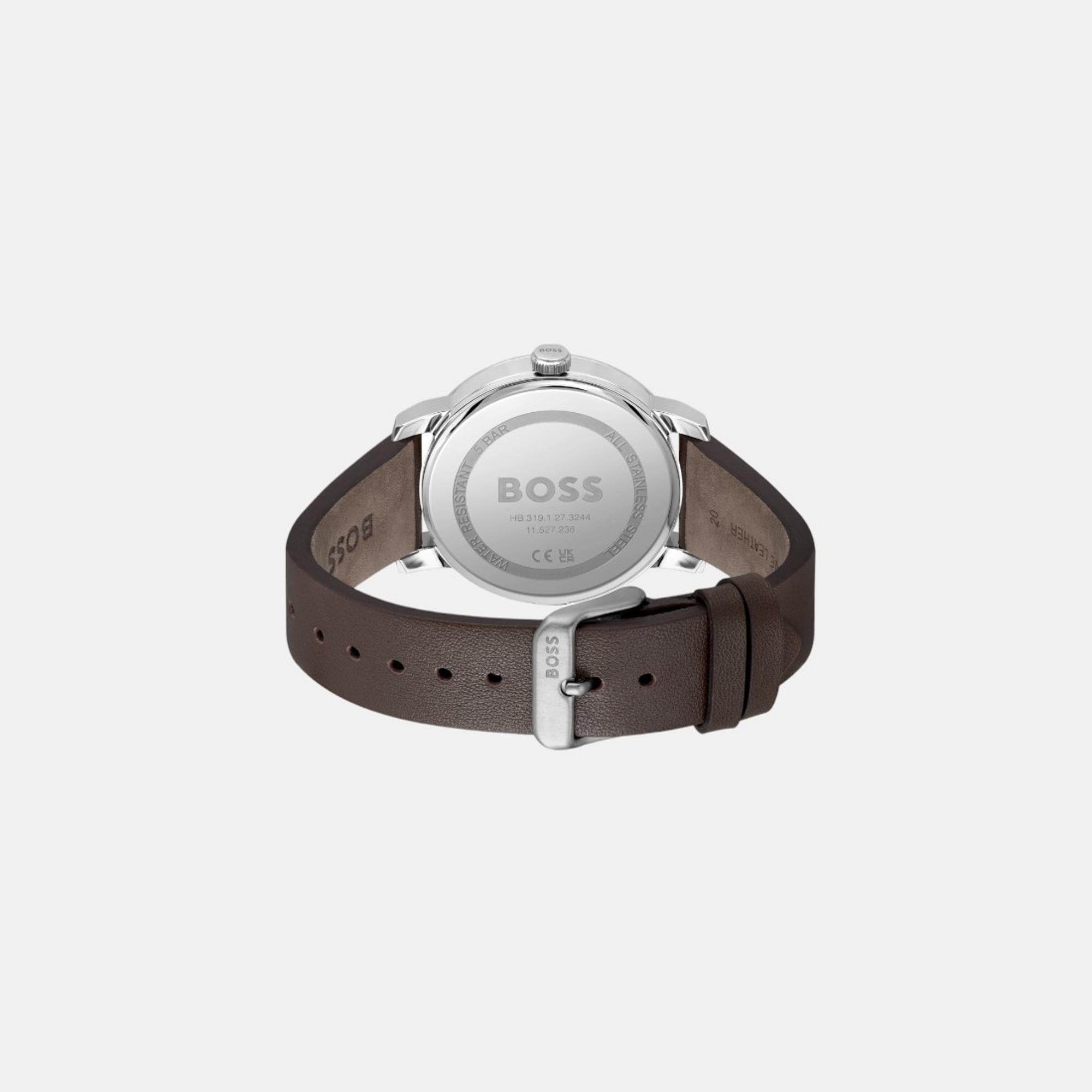 Boss Dean Men Quartz Blue Dial Analog Leather Watch 1514160 - view 3
