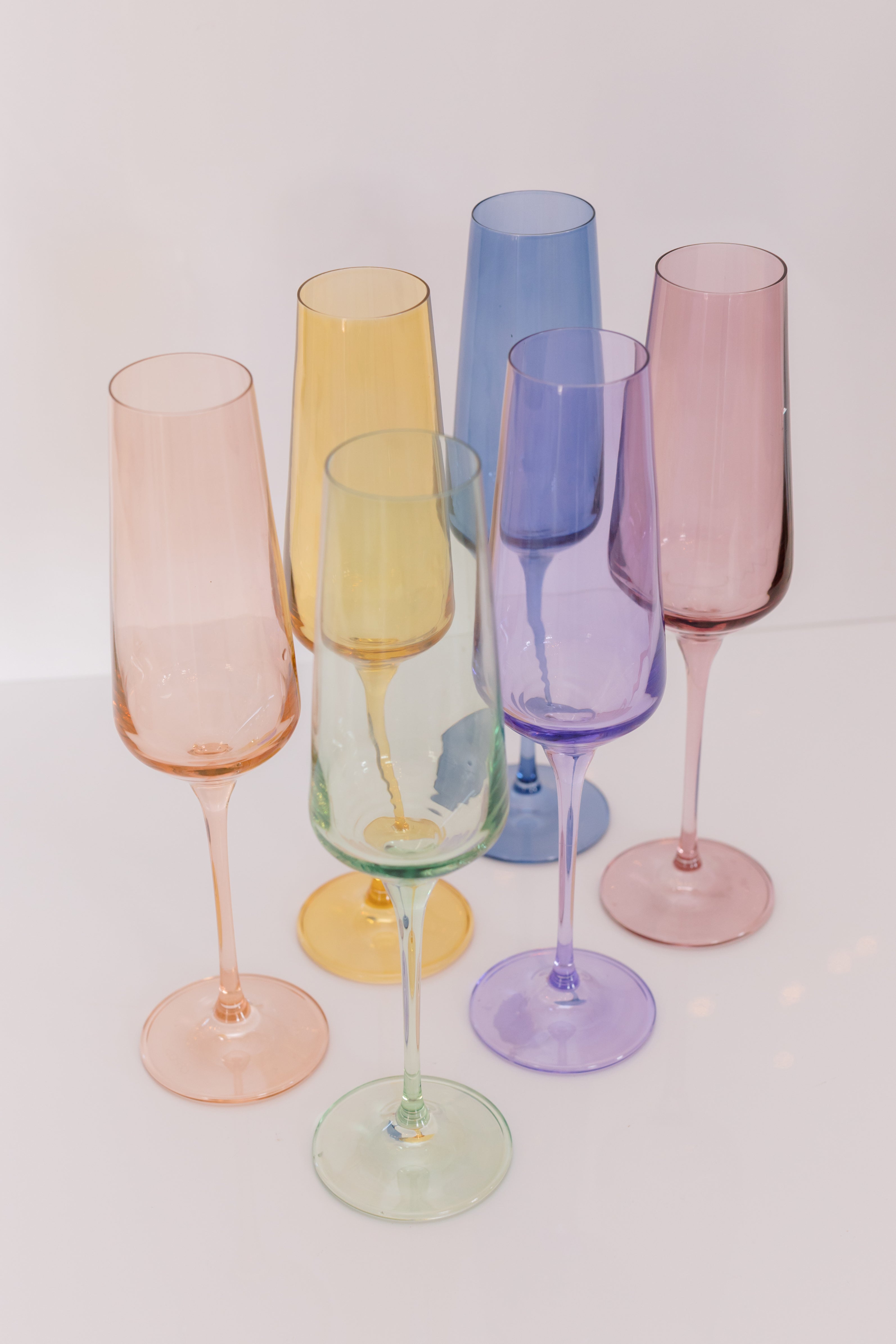 Estelle Colored Glass Estelle Colored Champagne Flute - Set of 6 {Pastel Mixed Set} - view 2
