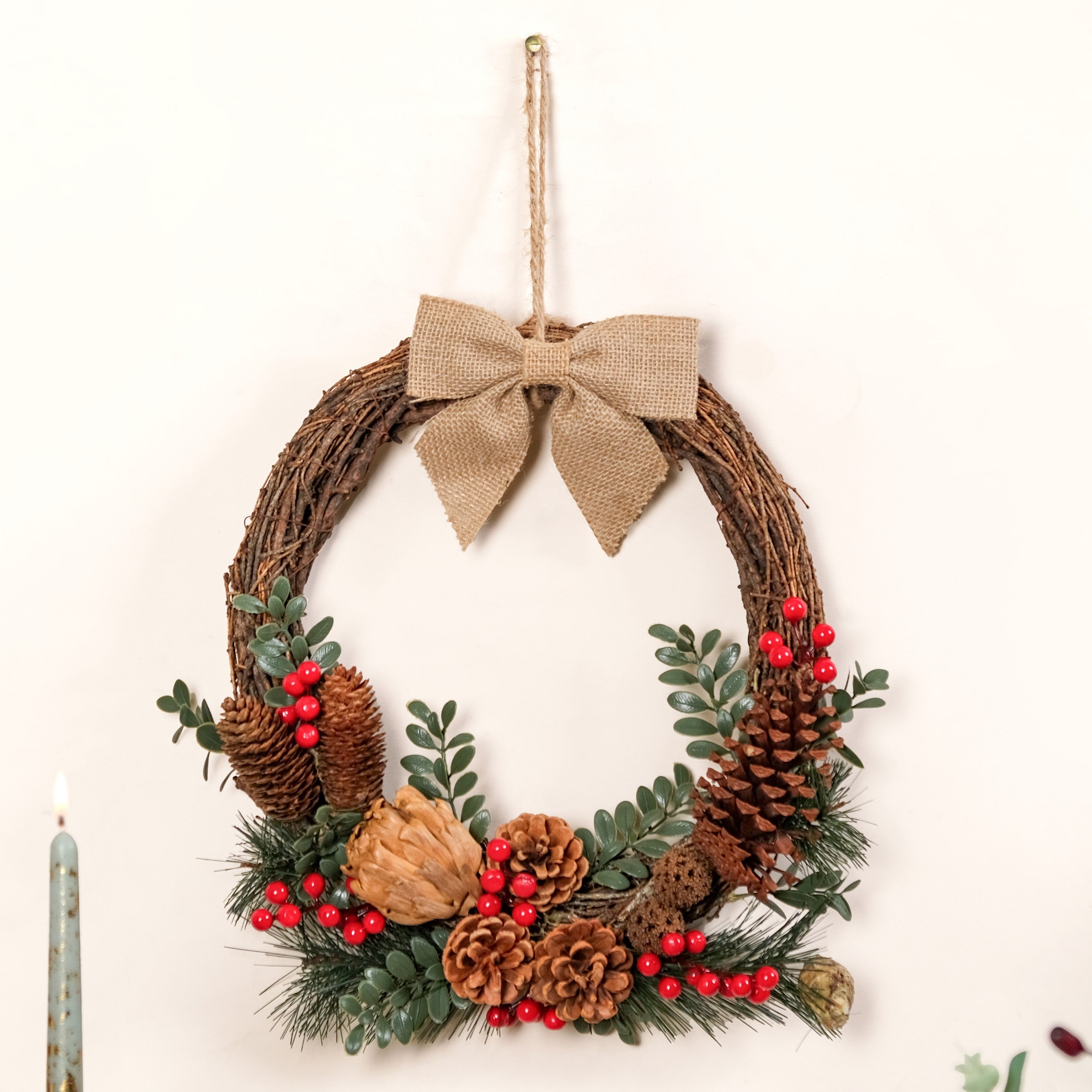 Nestasia Berry Bow Ecofriendly Decorative Festive Wreath - view 7
