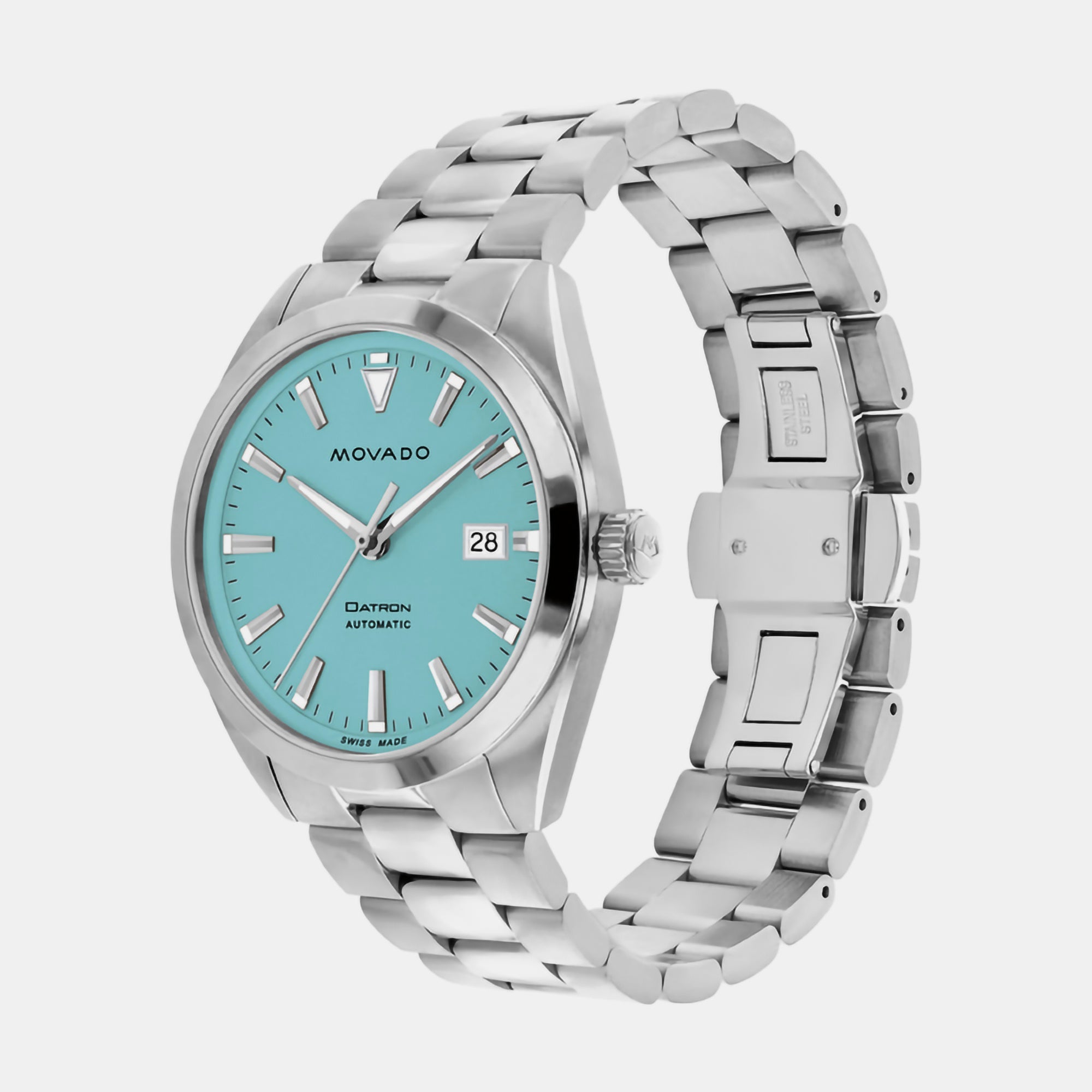 Movado Datron Heritage Men Quartz Blue Dial Analog Stainless Steel Watch 3650175 - view 2