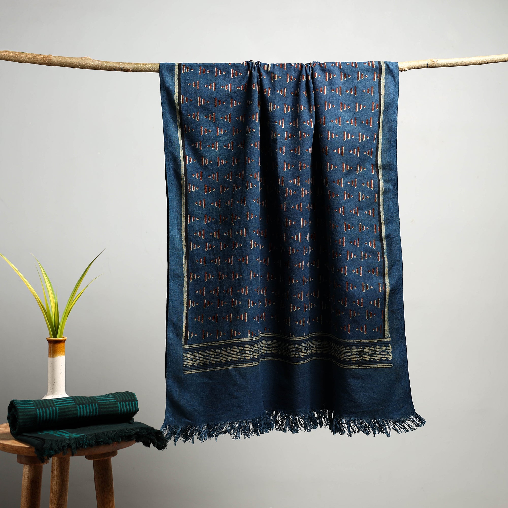 HAVELI CHRONICLES Blue - Akola Block Print Pure Handloom Cotton Towel 22