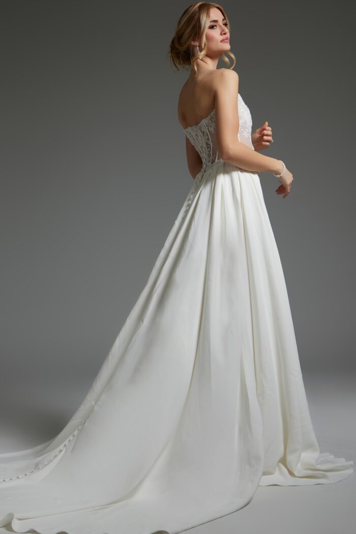 Jovani JB37128 Beaded Long High Slit Wedding Dress - view 2