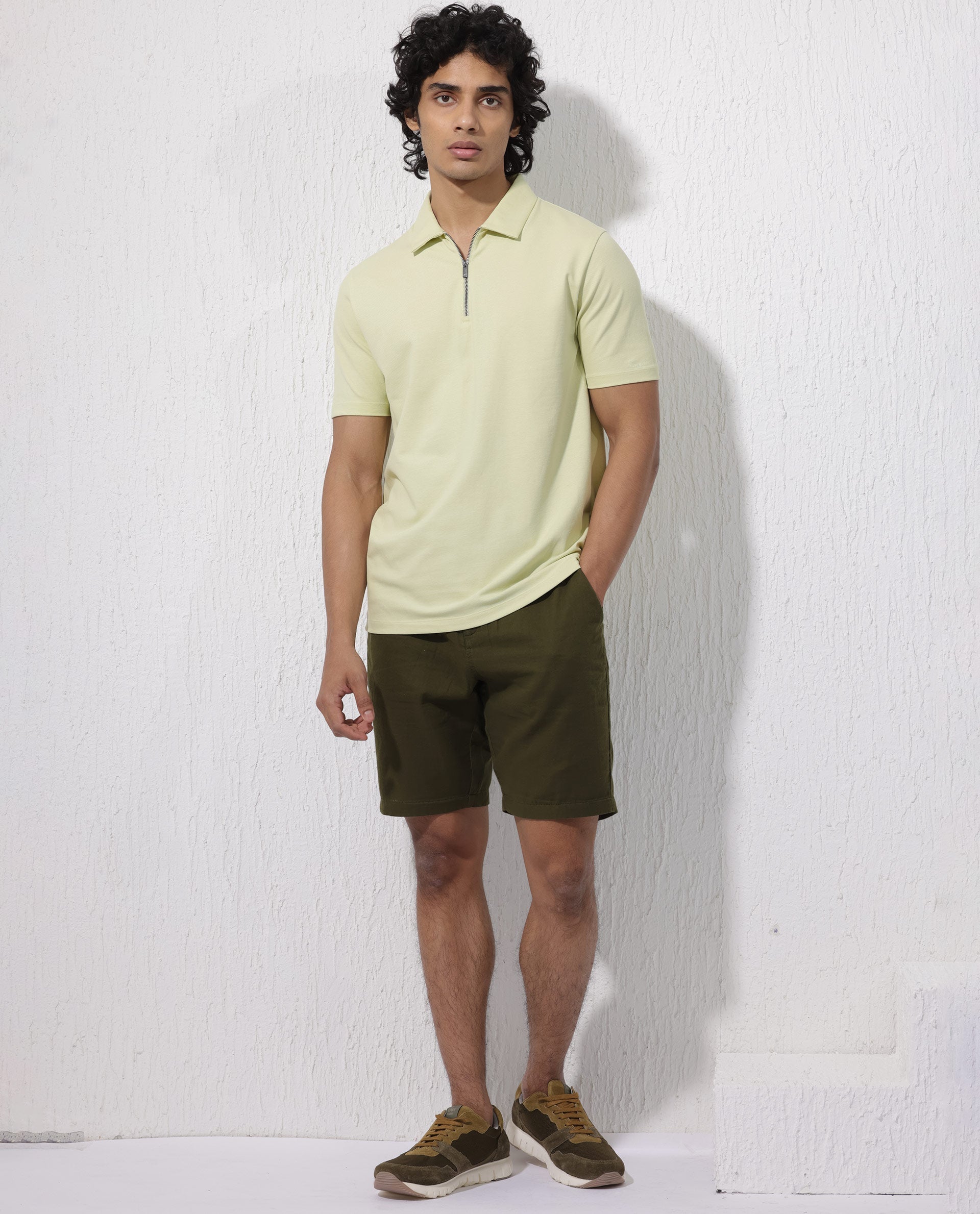 Rare Rabbit Mens Stan-2 Pastel Green Short Sleeve Solid Zipper Closure Polo T-Shirt - view 2