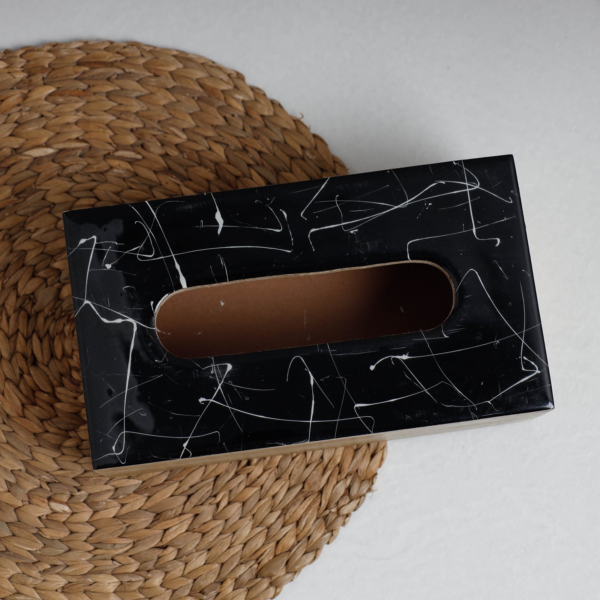 HAVELI CHRONICLES Brown - Handcrafted Mango Wooden Epoxy Resin Tissue Box (9 x 5 in) - view 2