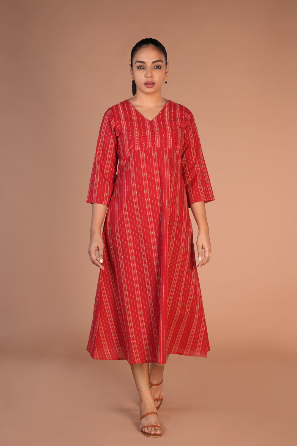 Kalanjali Ethnics Fiesty Red cotton Kurti – Women's
