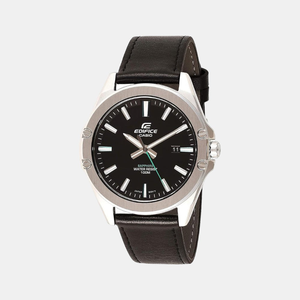 Casio Edifice Men Quartz Black Dial Analog Leather Watch EX510