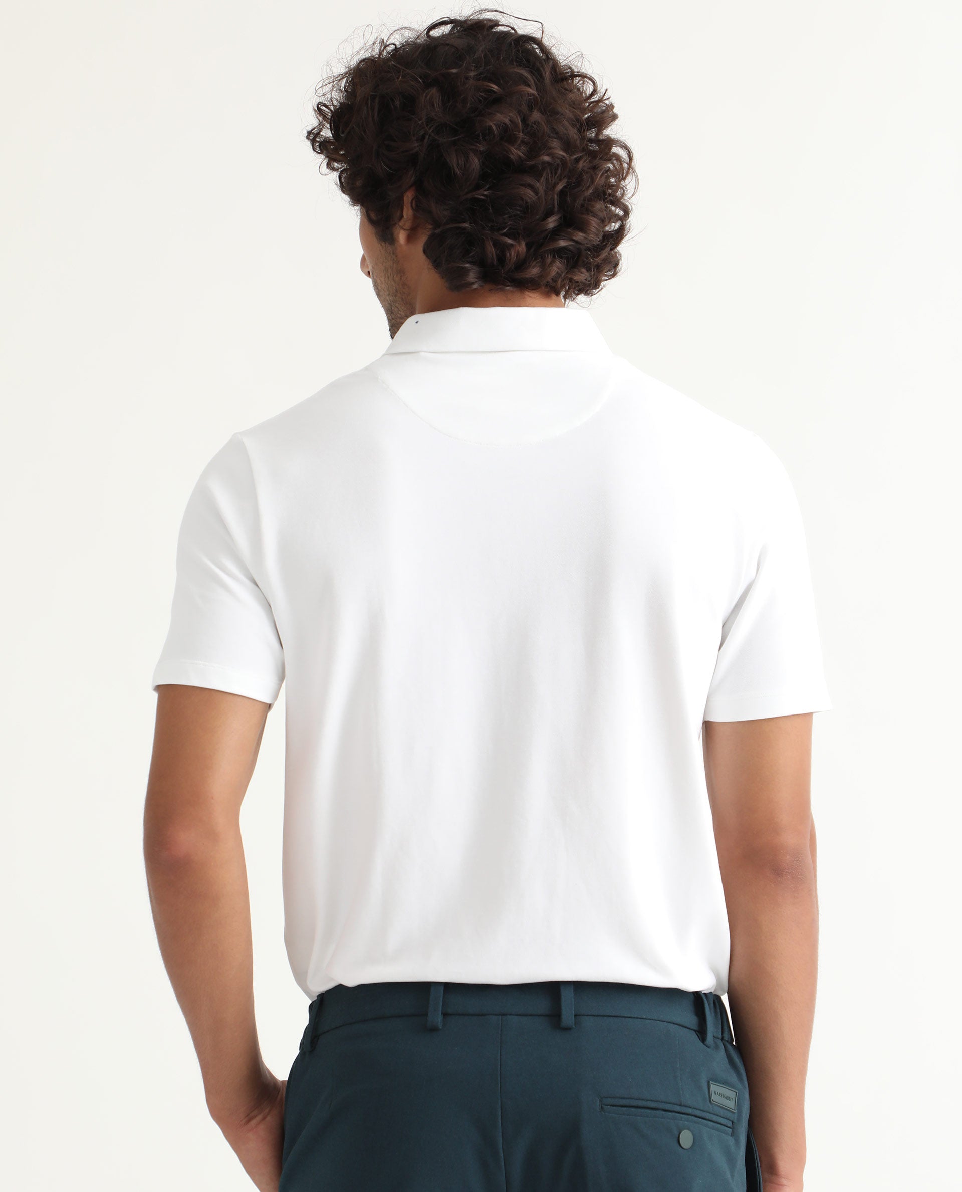 Rare Rabbit Men's Poka White Cotton Lycra Fabric Collared Neck Half Sleeves Polo T-Shirt - view 11