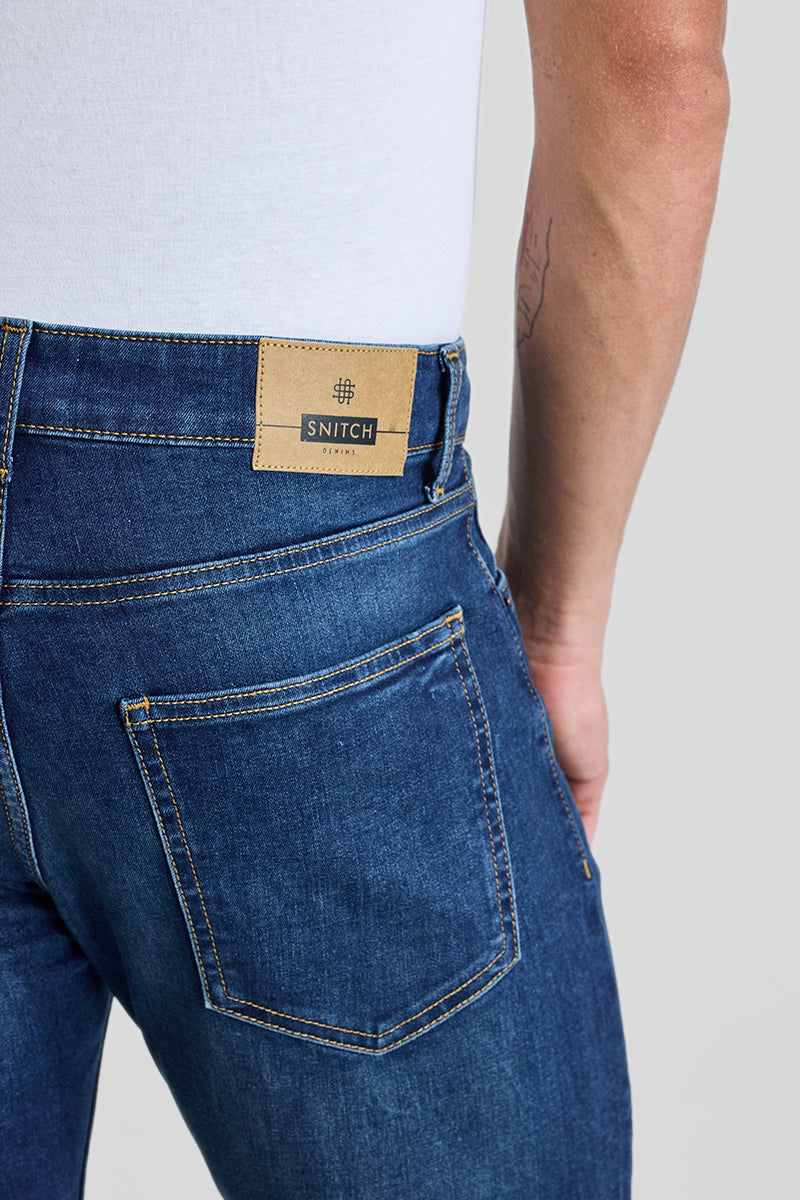 SNITCH Dark Blue Tapered Fit Jeans - view 7