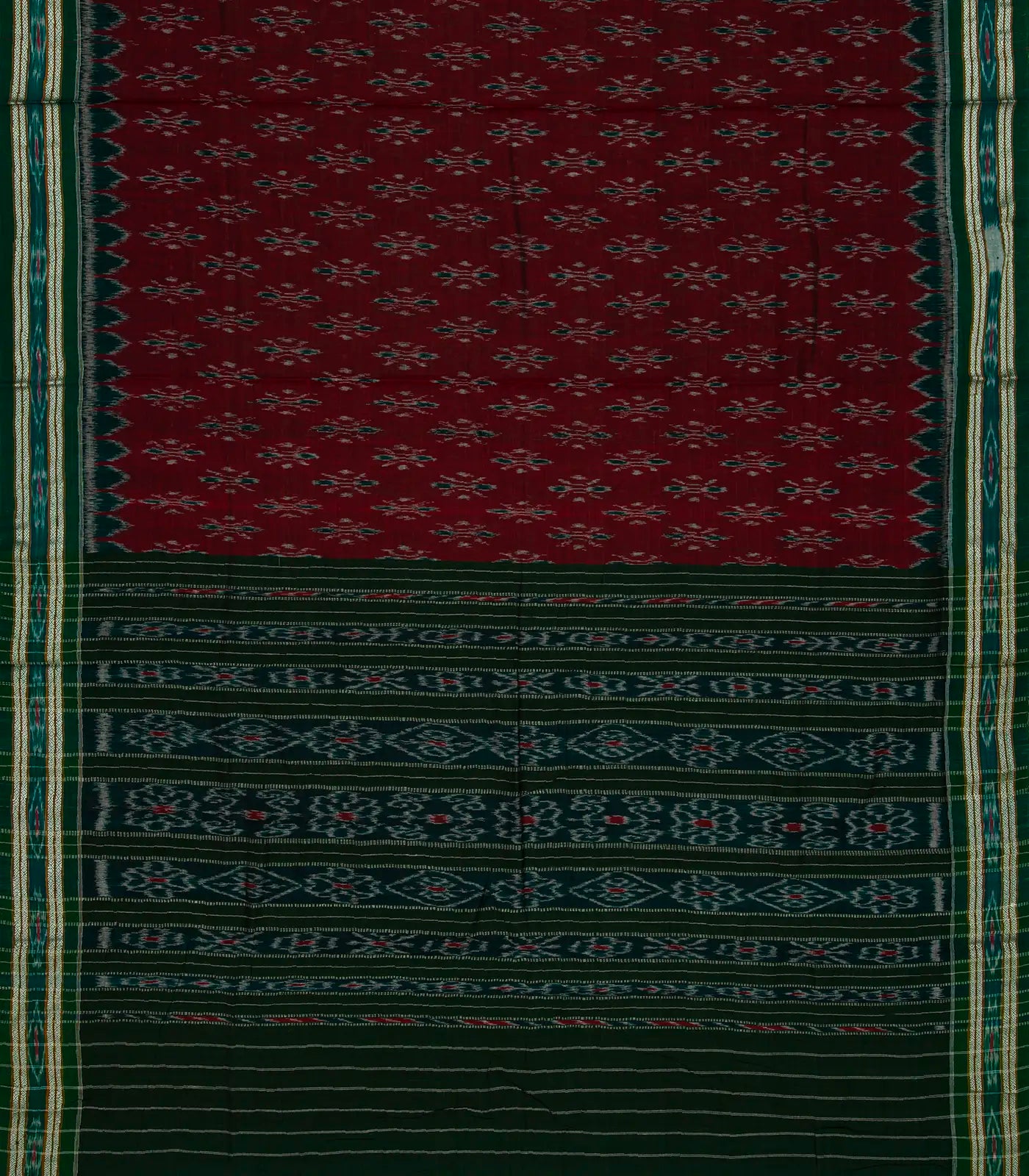 RmKV Maroon Handloom Orissa Cotton Saree With Tie & Dye Flower Motifs - view 2