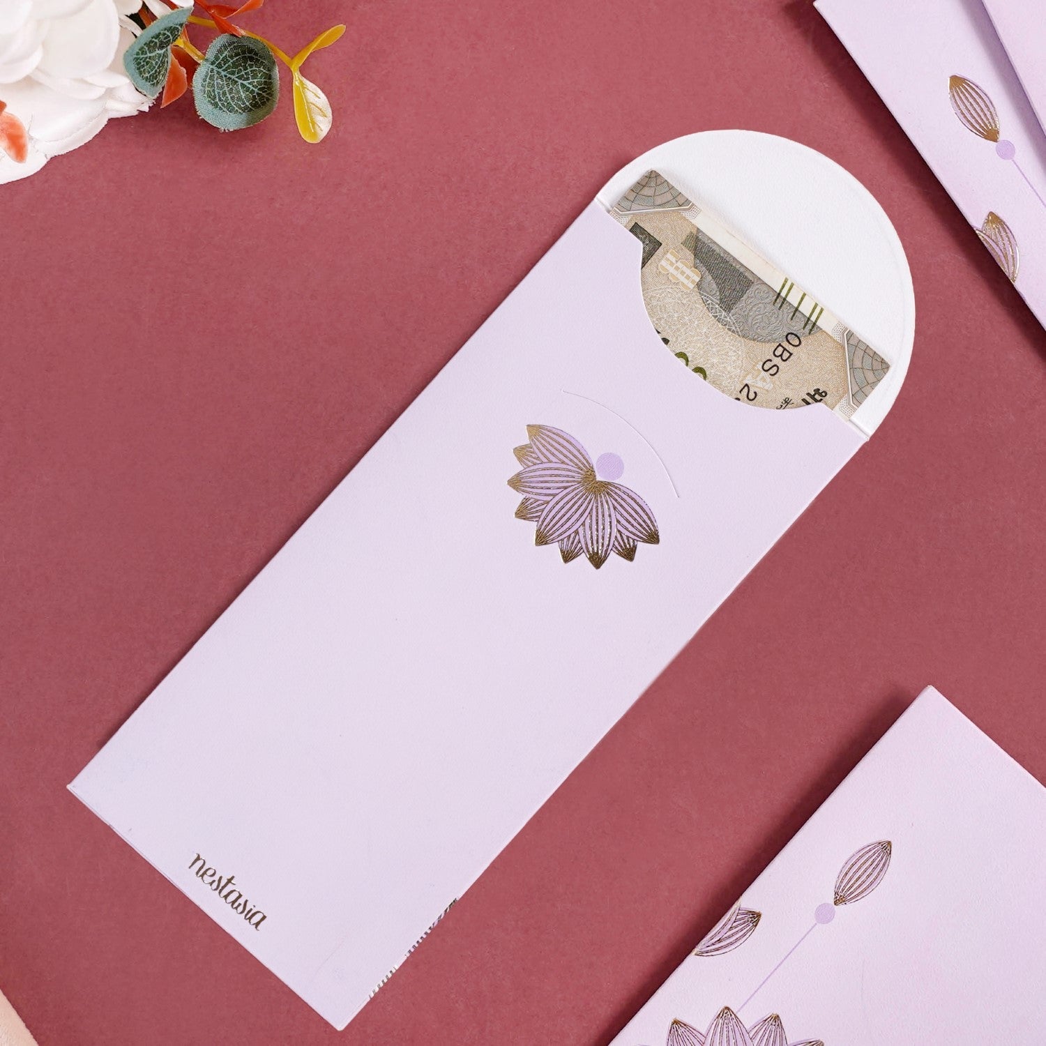 Nestasia Gold Lotus Gift Envelope For Cash Set Of 12 Lavender - view 2