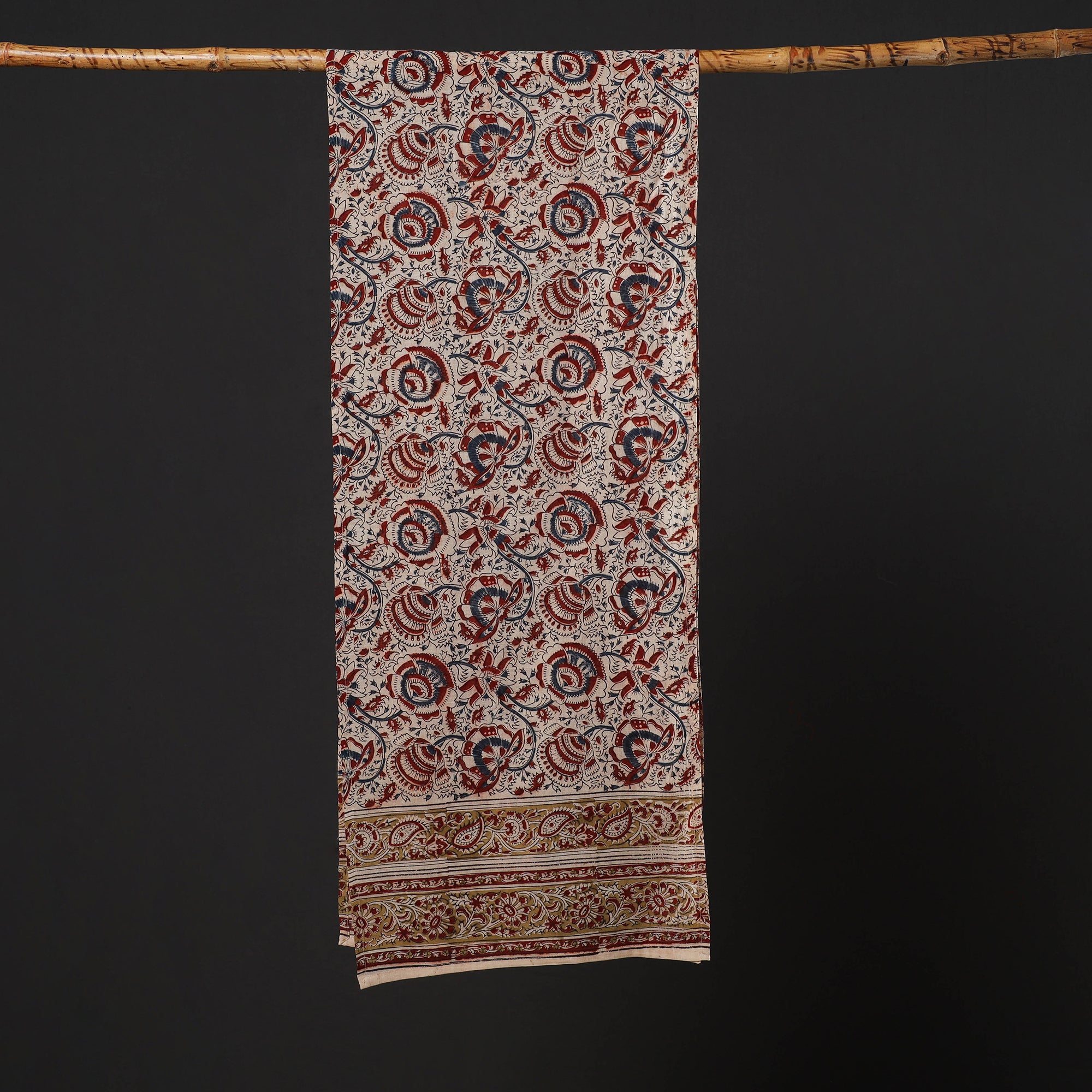 PITCHUKA SRINIVAS KALAMKARI PEDANA Beige - Pedana Block Print Natural Dyed Cotton Kalamkari Stole 16 - view 2